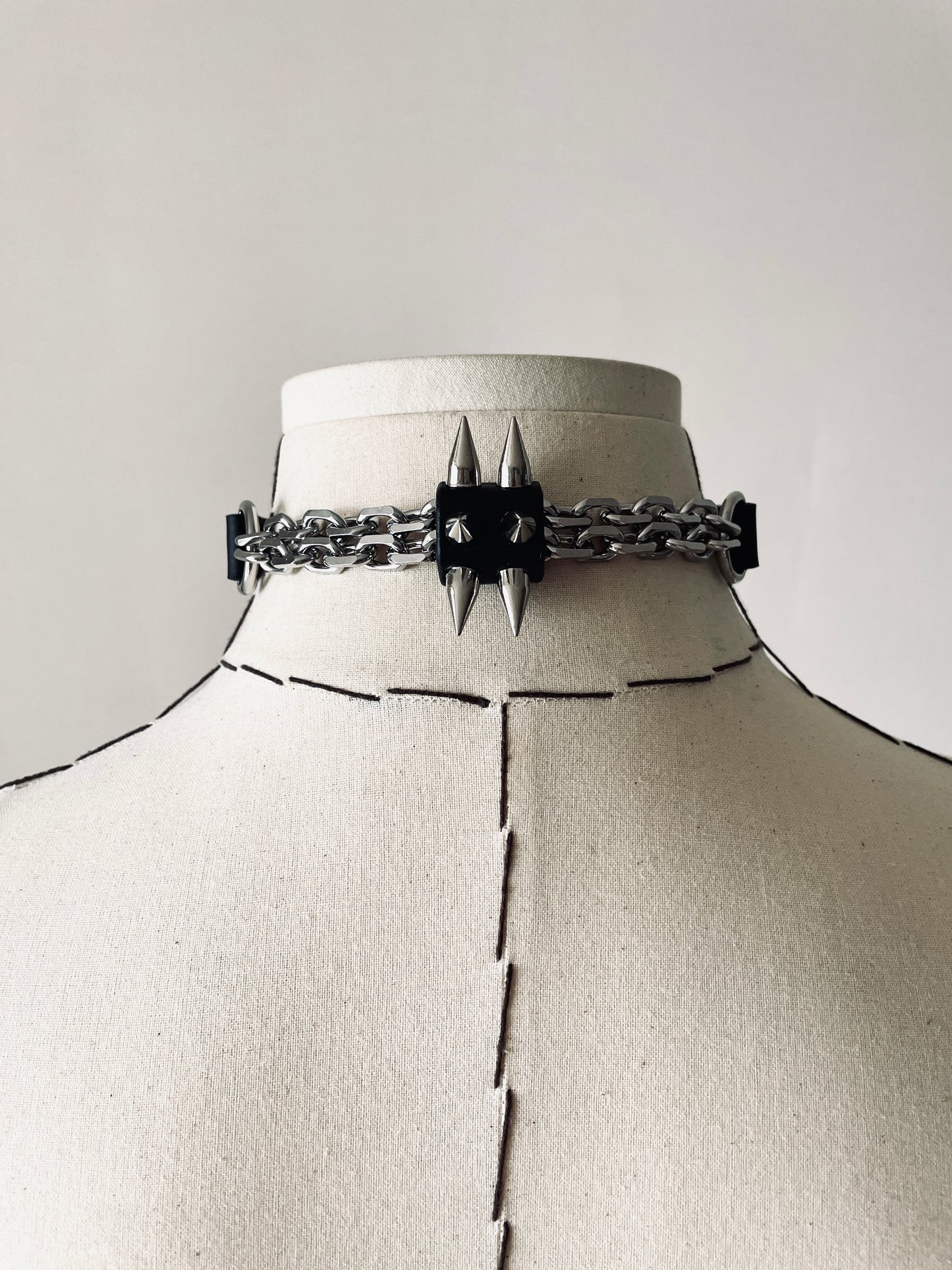 CX2 Limited Edition Handcrafted Choker Spike Necklace Leather Chain For women For men-MEKERA STUDIOS