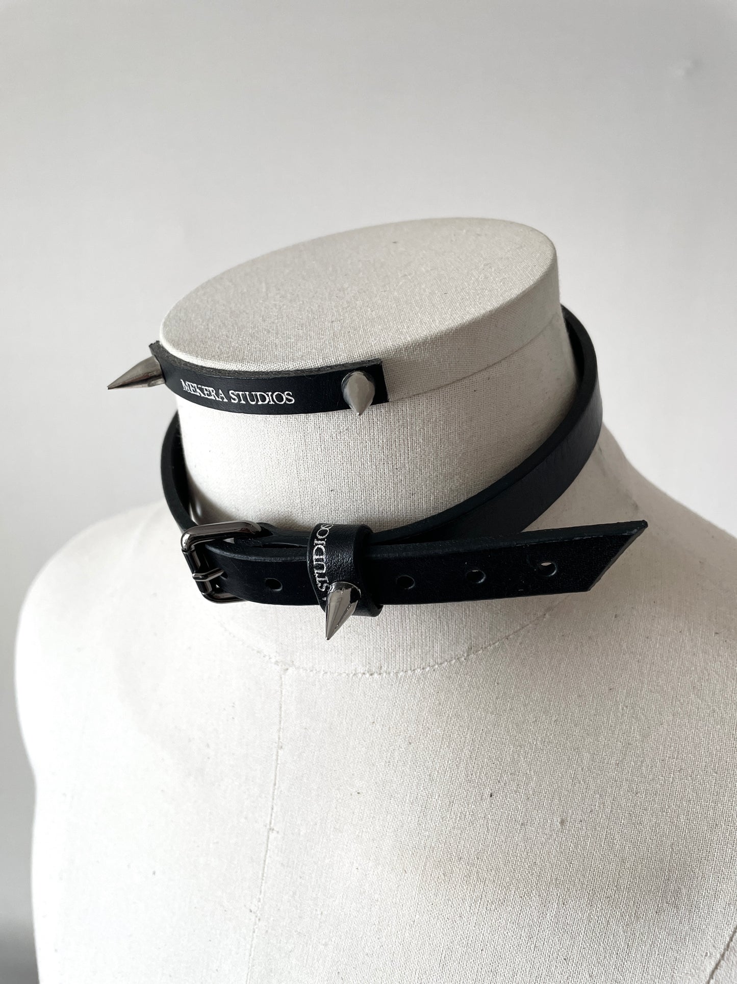 Handcrafted Italian Leather Choker M-3 Limited Edition Handcrafted - MEKERA STUDIOS