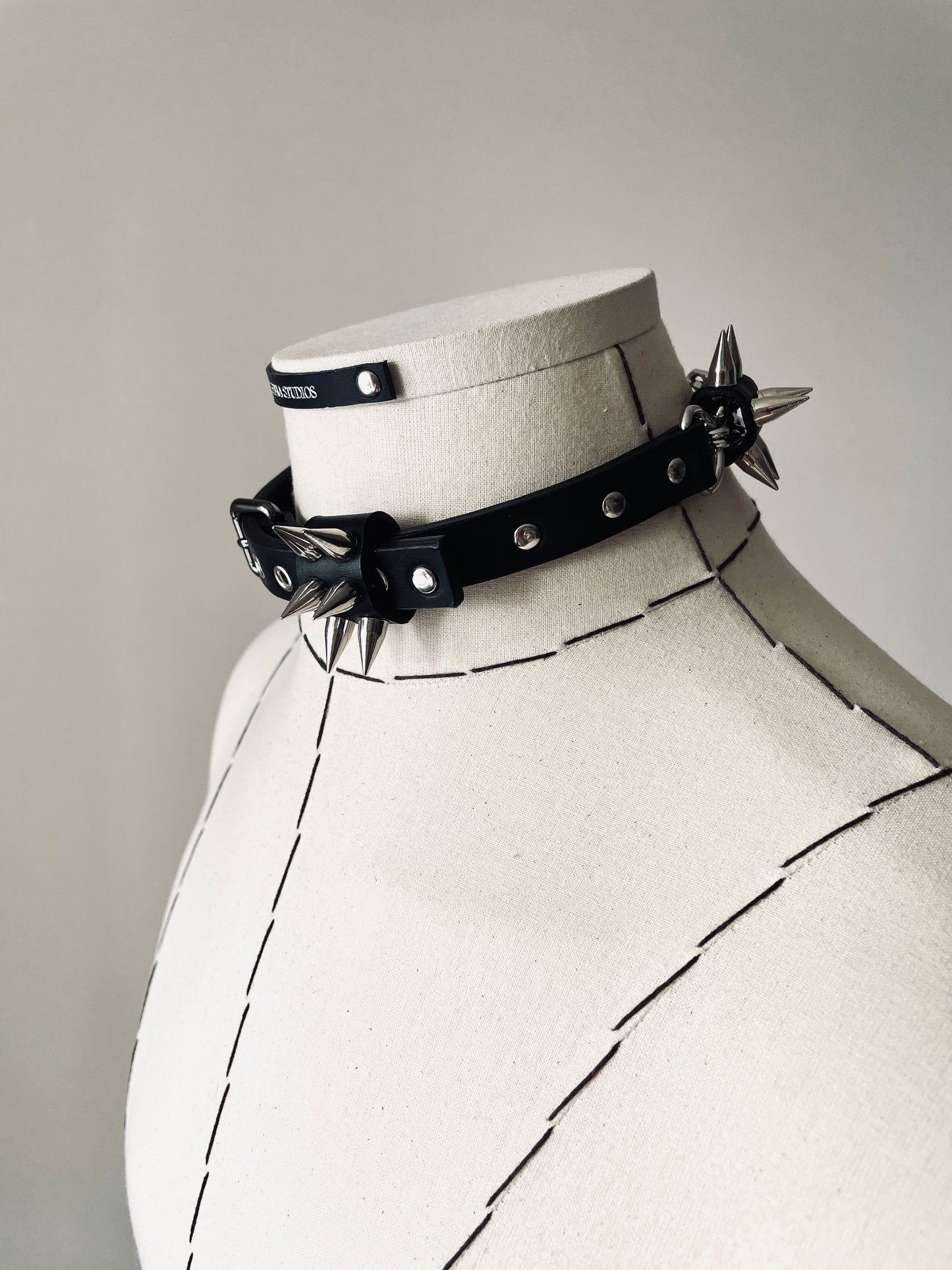 CX2 Limited Edition Handcrafted Choker Spike Necklace Leather Chain For women For men-MEKERA STUDIOS