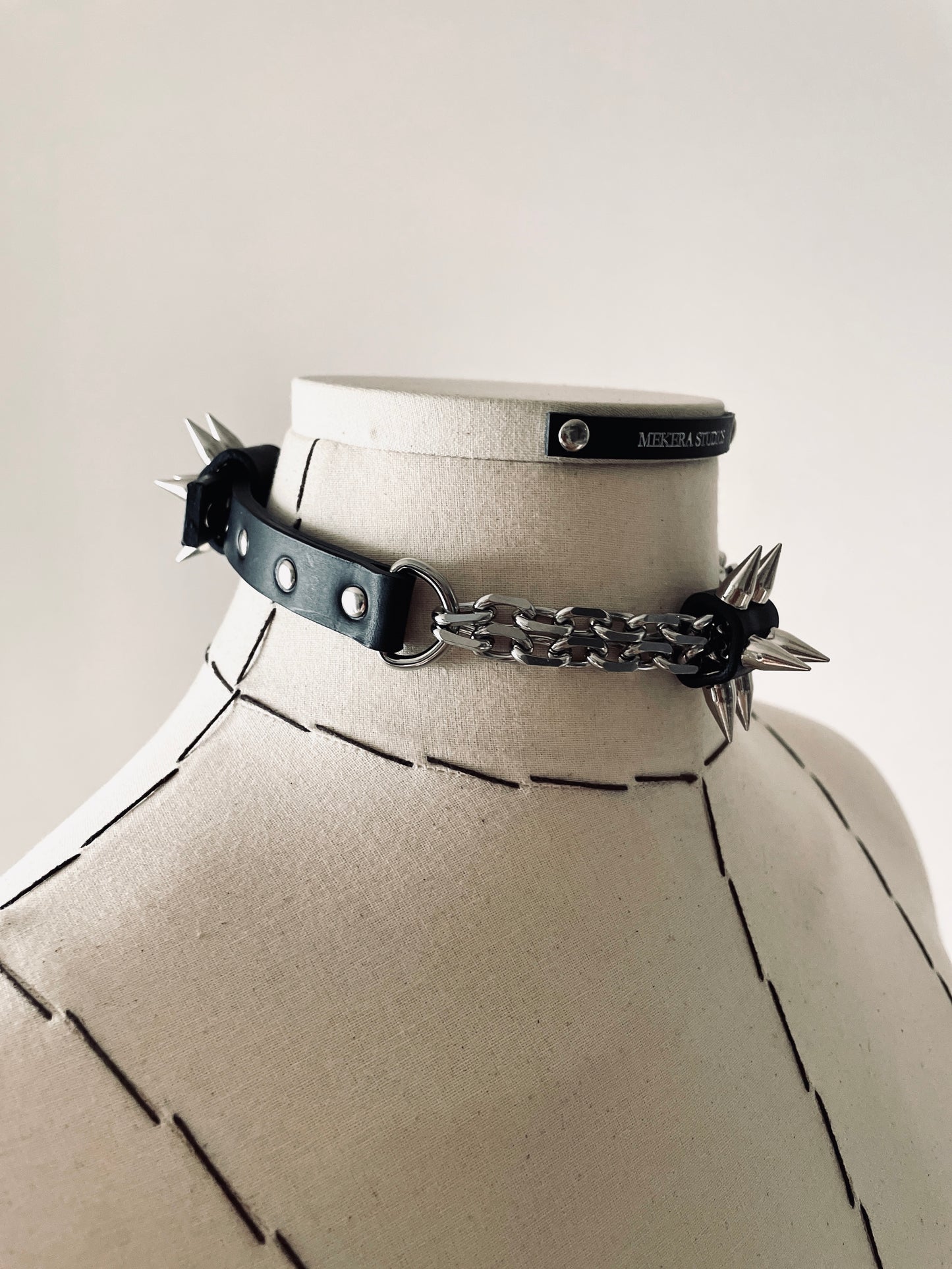 CX2 Limited Edition Handcrafted Choker Spike Necklace Leather Chain For women For men-MEKERA STUDIOS