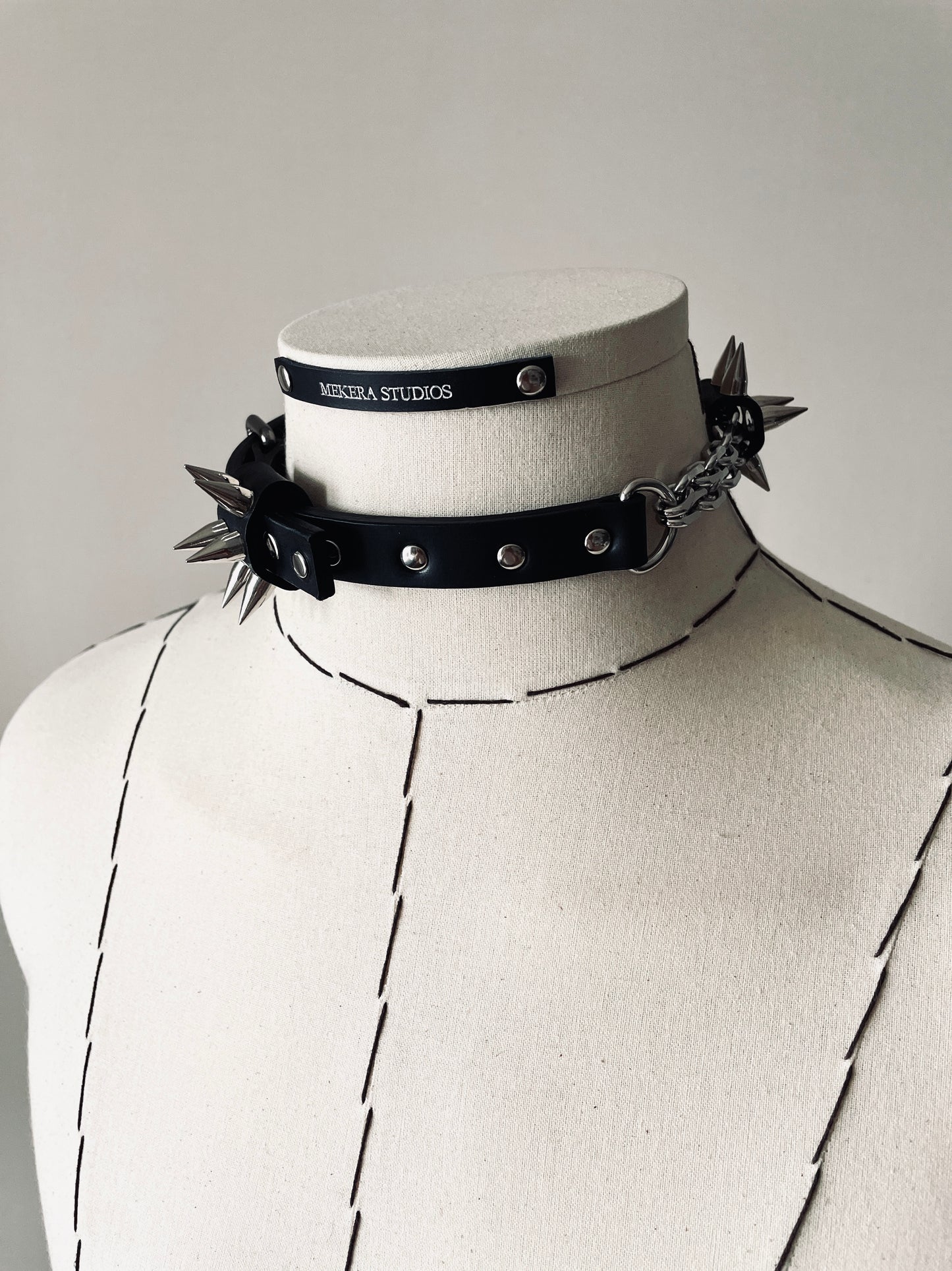 CX2 Limited Edition Handcrafted Choker Spike Necklace Leather Chain For women For men-MEKERA STUDIOS