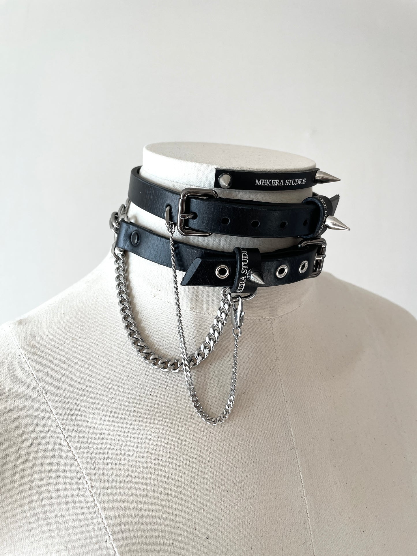 Handcrafted Italian Leather Choker M-4 Limited Edition Handcrafted - MEKERA STUDIOS