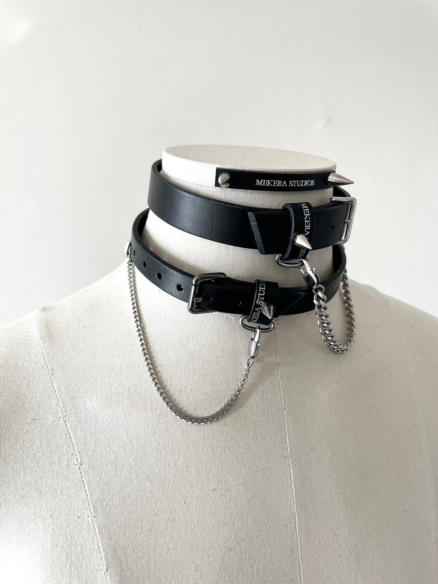 Handcrafted Italian Leather Choker M-5 Limited Edition Handcrafted - MEKERA STUDIOS