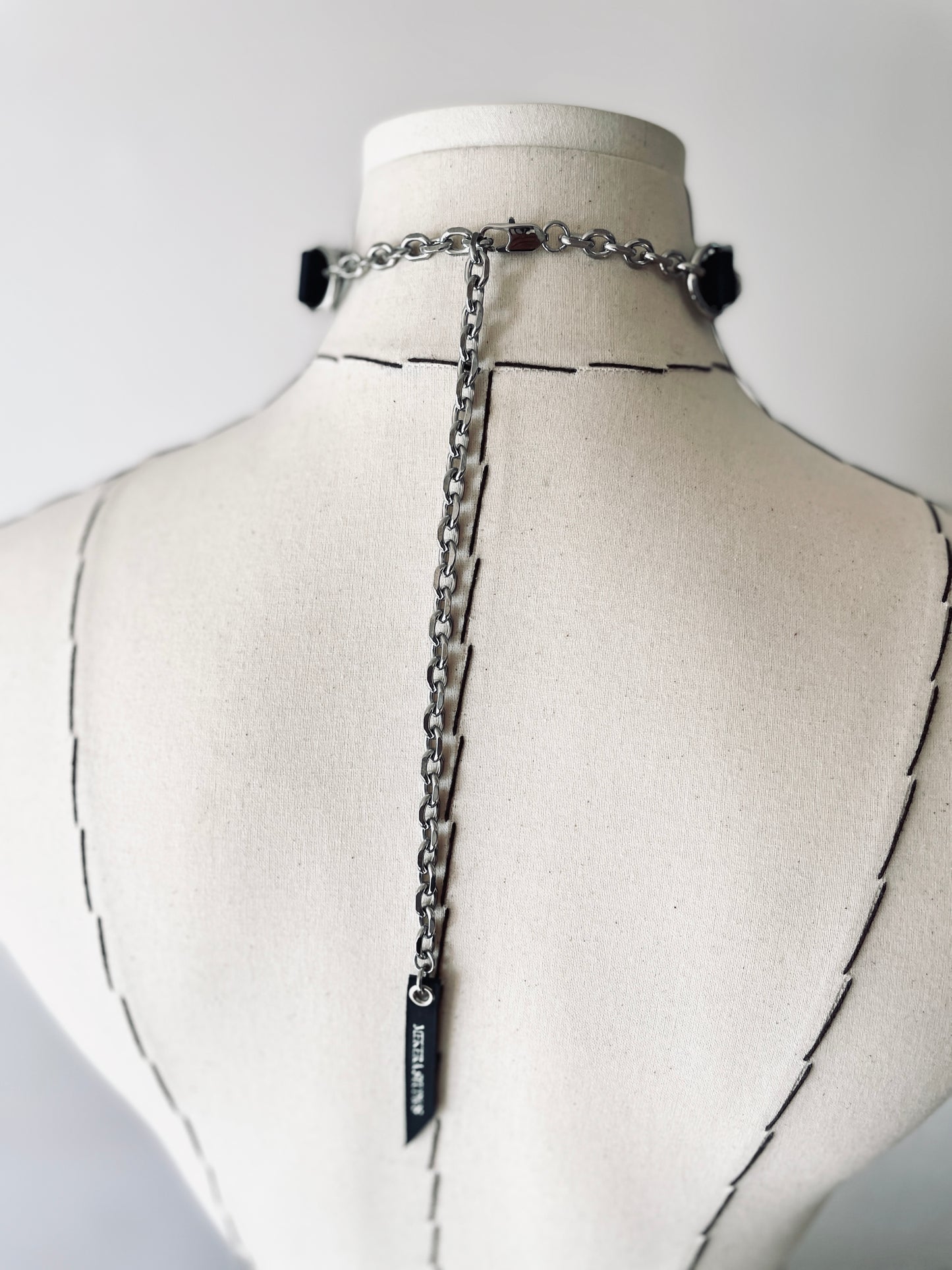 CL1 - The Choker Black Leather Hand stitched - MEKERA STUDIOS