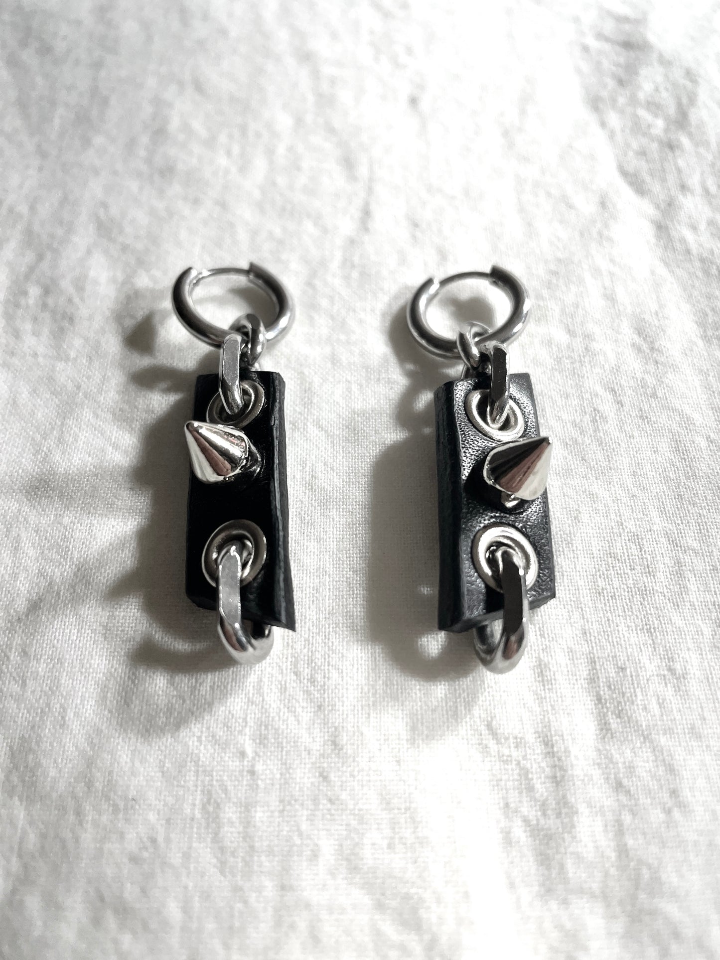 Handcrafted Leather Spike Earrings M-9 limited edition by artisans ー MEKERA STUDIOS