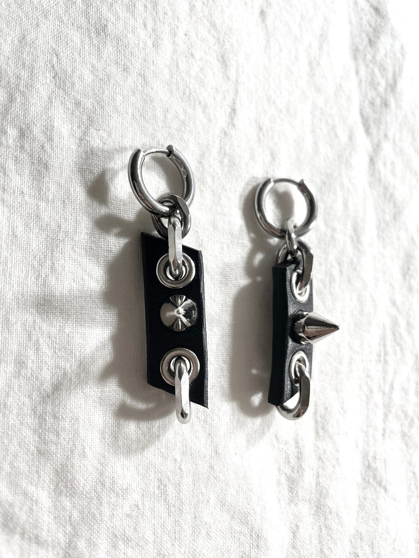 Handcrafted Leather Spike Earrings M-9 limited edition by artisans ー MEKERA STUDIOS