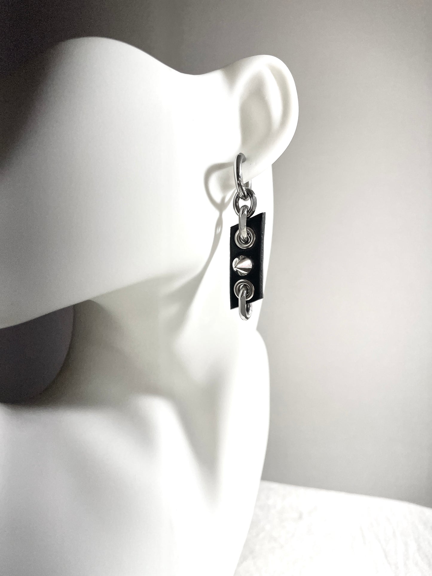 Handcrafted Leather Spike Earrings M-9 limited edition by artisans ー MEKERA STUDIOS