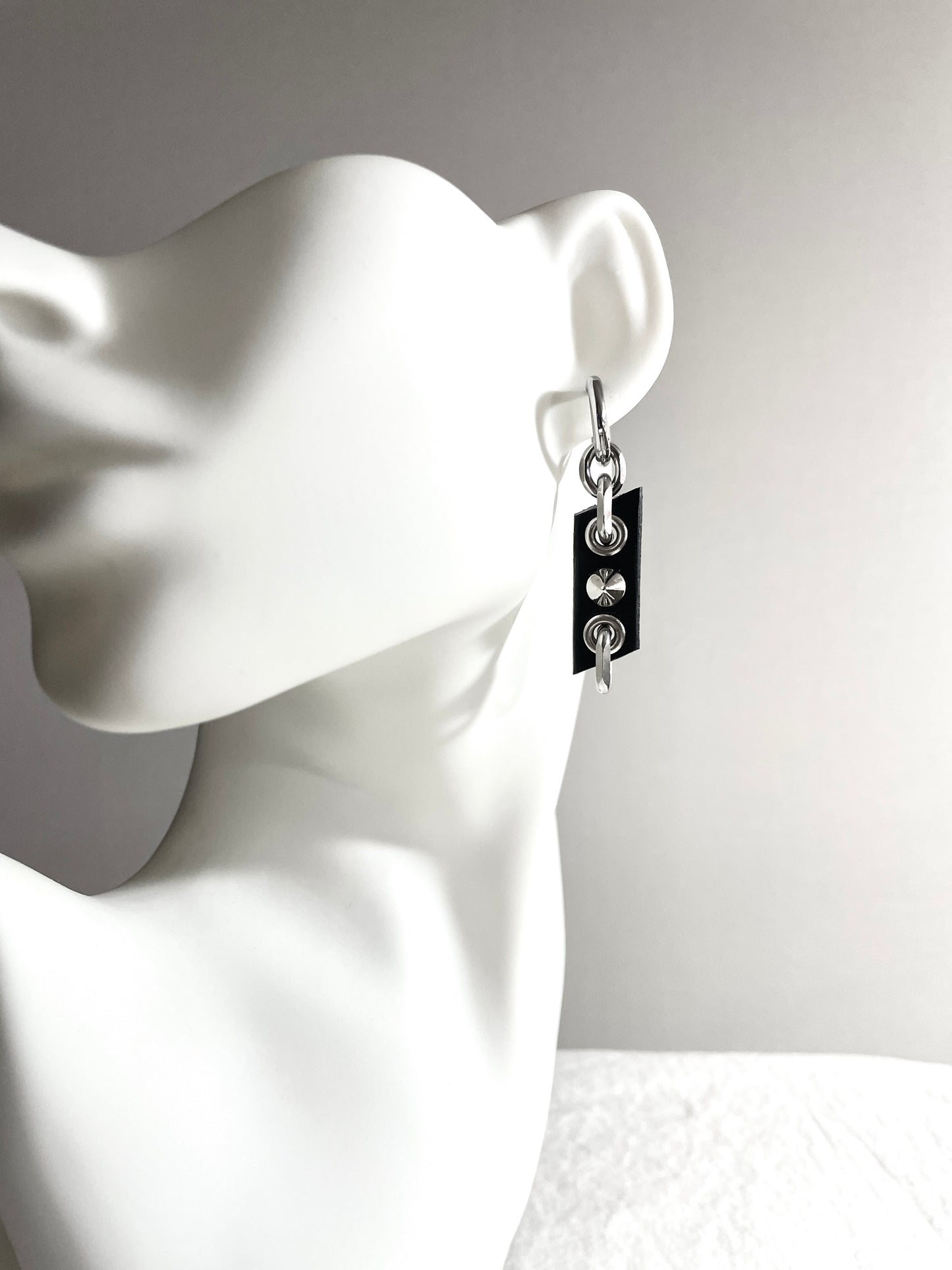 Handcrafted Leather Spike Earrings M-9 limited edition by artisans ー MEKERA STUDIOS