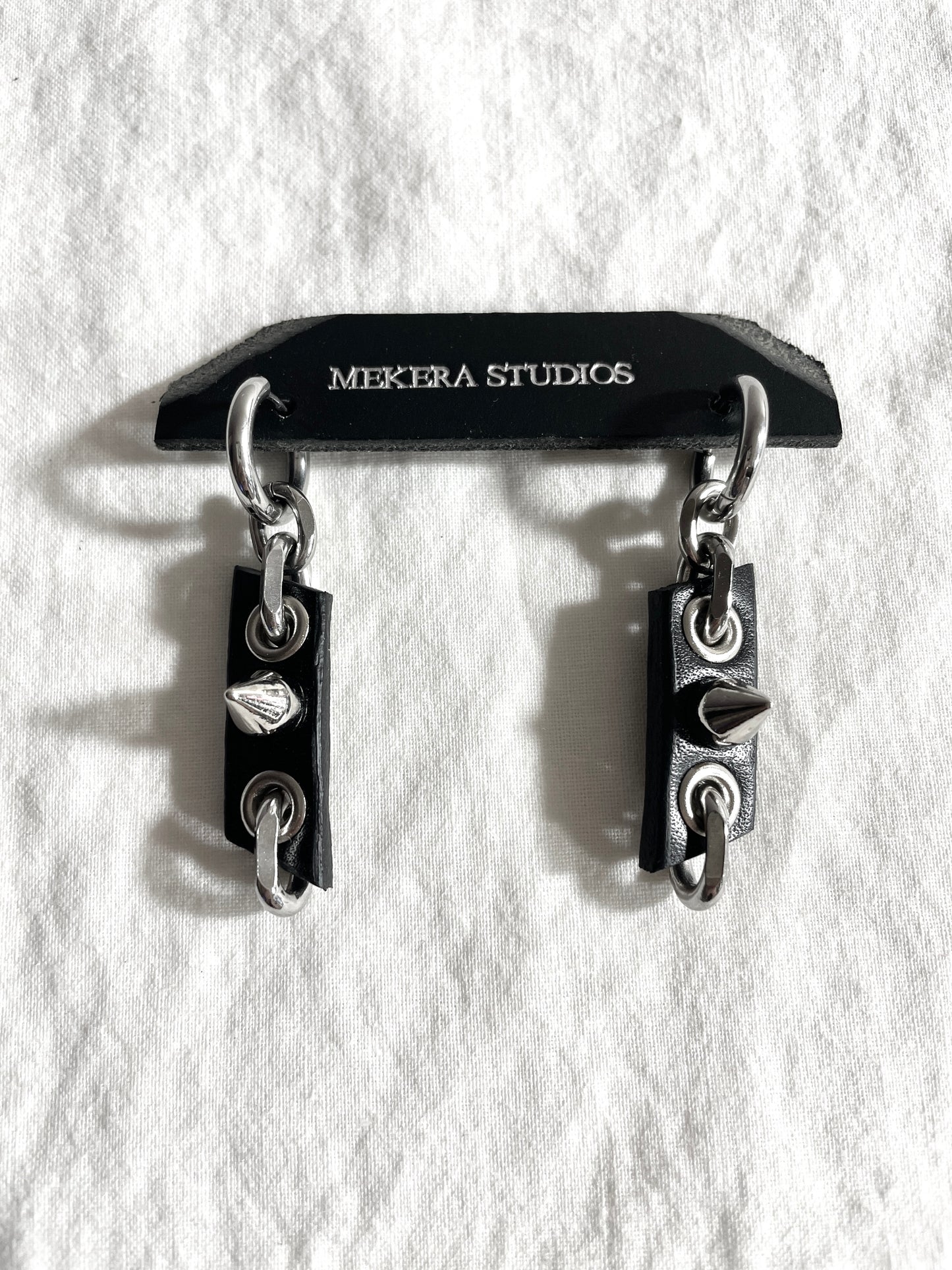 Handcrafted Leather Spike Earrings M-9 limited edition by artisans ー MEKERA STUDIOS