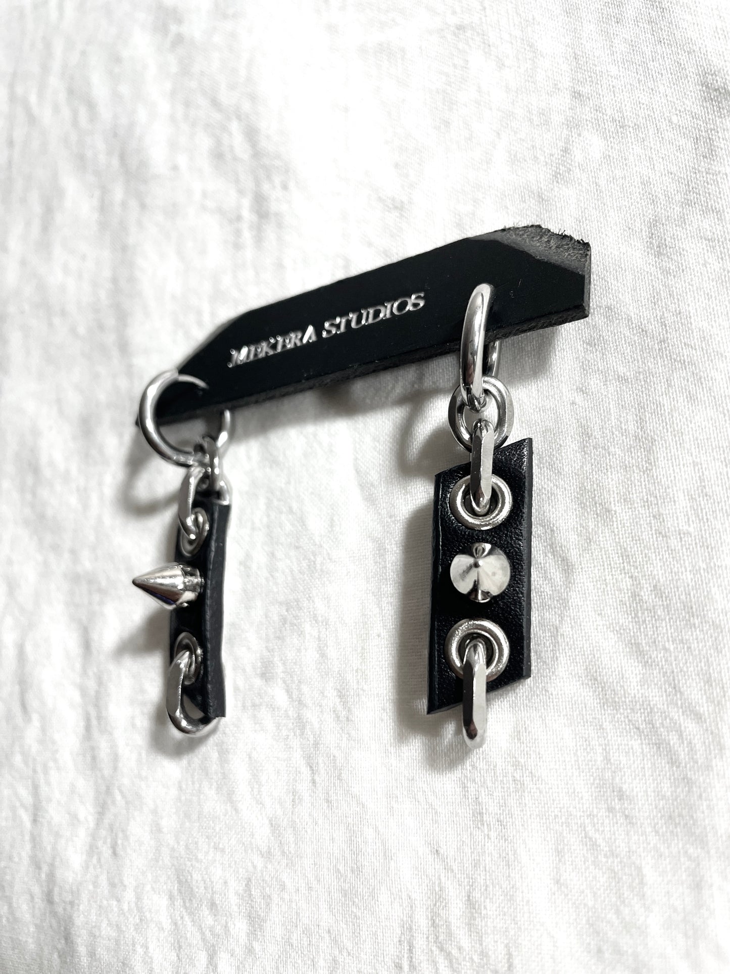 Handcrafted Leather Spike Earrings M-9 limited edition by artisans ー MEKERA STUDIOS