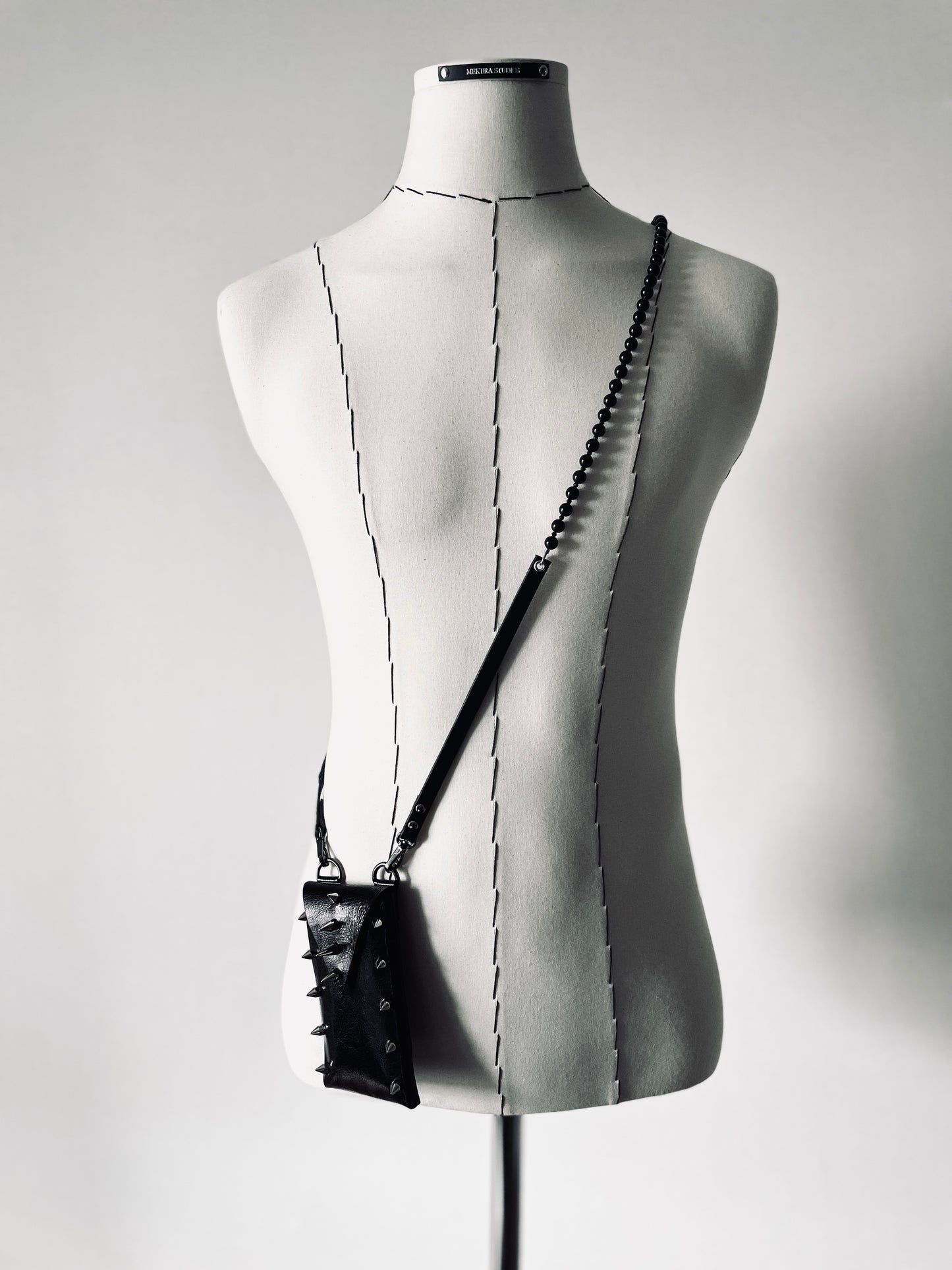 Leather Mini Spike Bag Black F4 iphone Mini Limited Edition Handcrafted -MEKERA STUDIOS