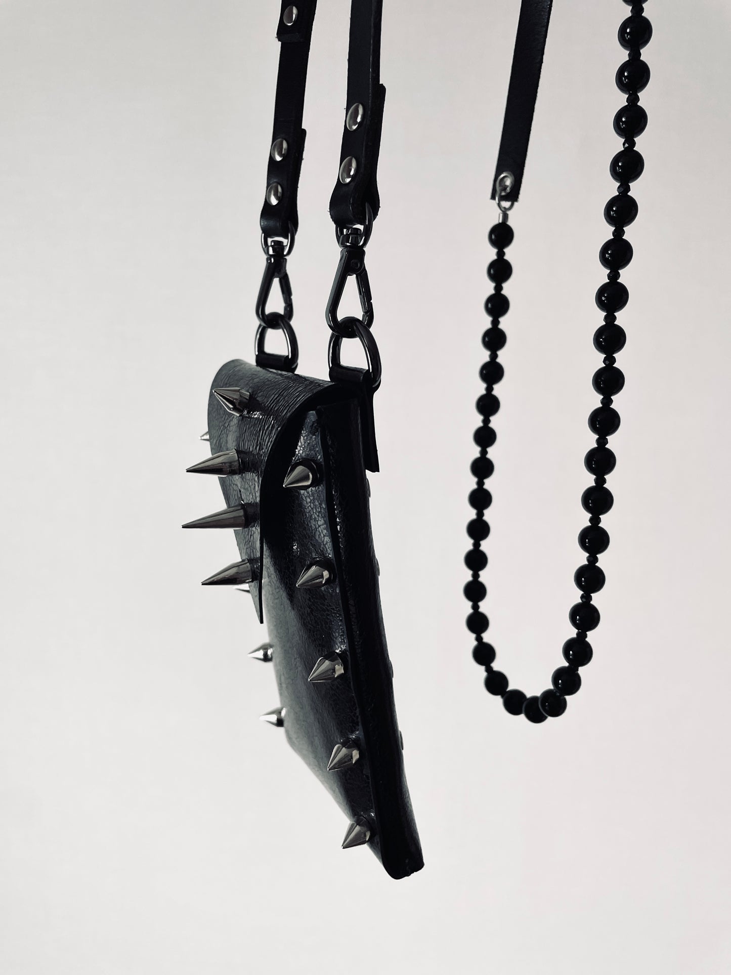 Leather Mini Spike Bag Black F4 iphone Mini Limited Edition Handcrafted -MEKERA STUDIOS