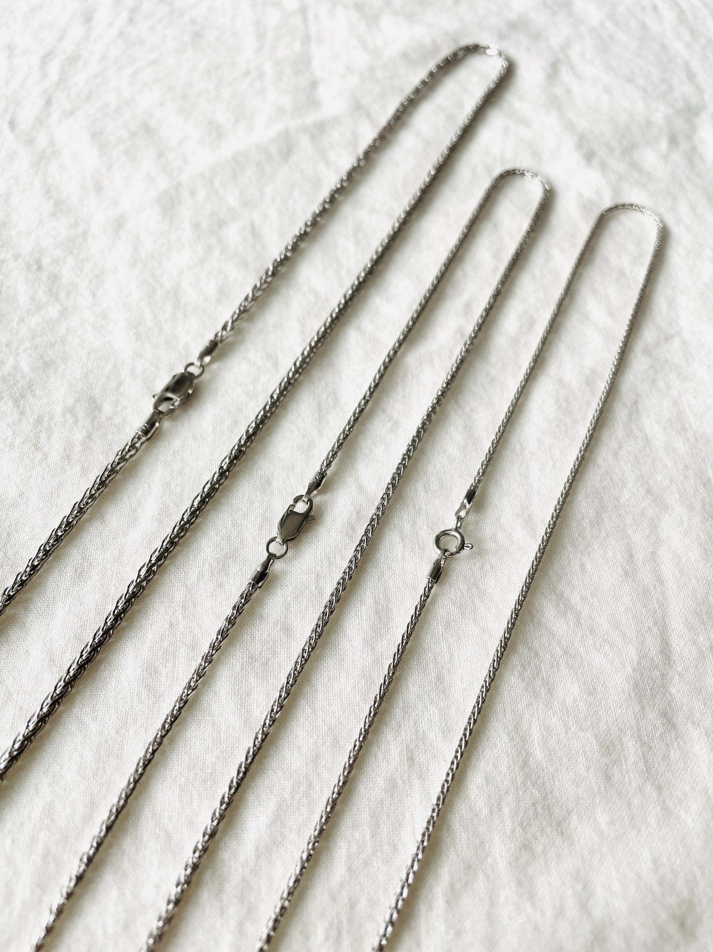 925 Sterling Silver Spiga Chain Necklace, Minimalist Everyday Layering Jewelry
