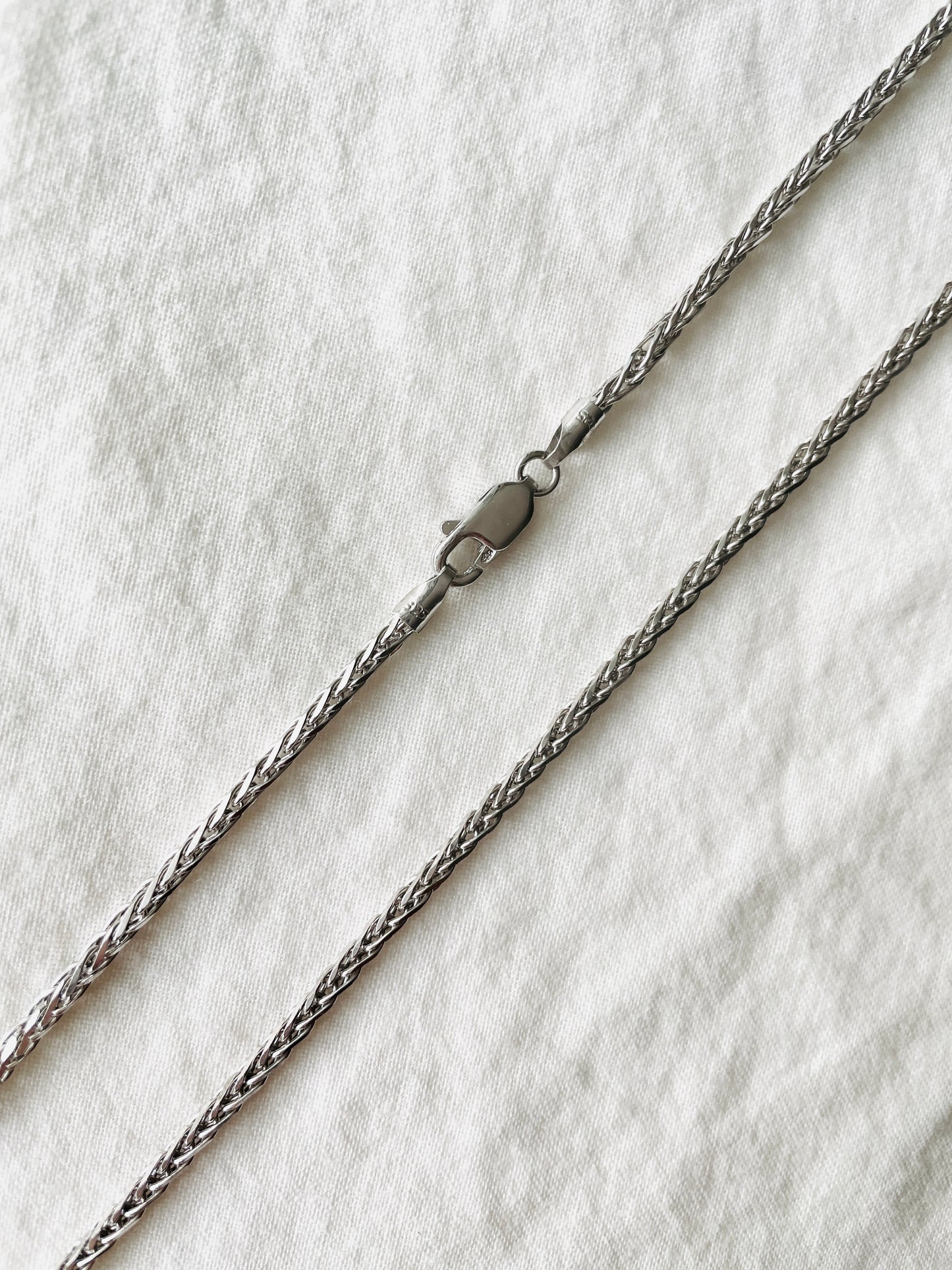 925 Sterling Silver Spiga Chain Necklace, Minimalist Everyday Layering Jewelry