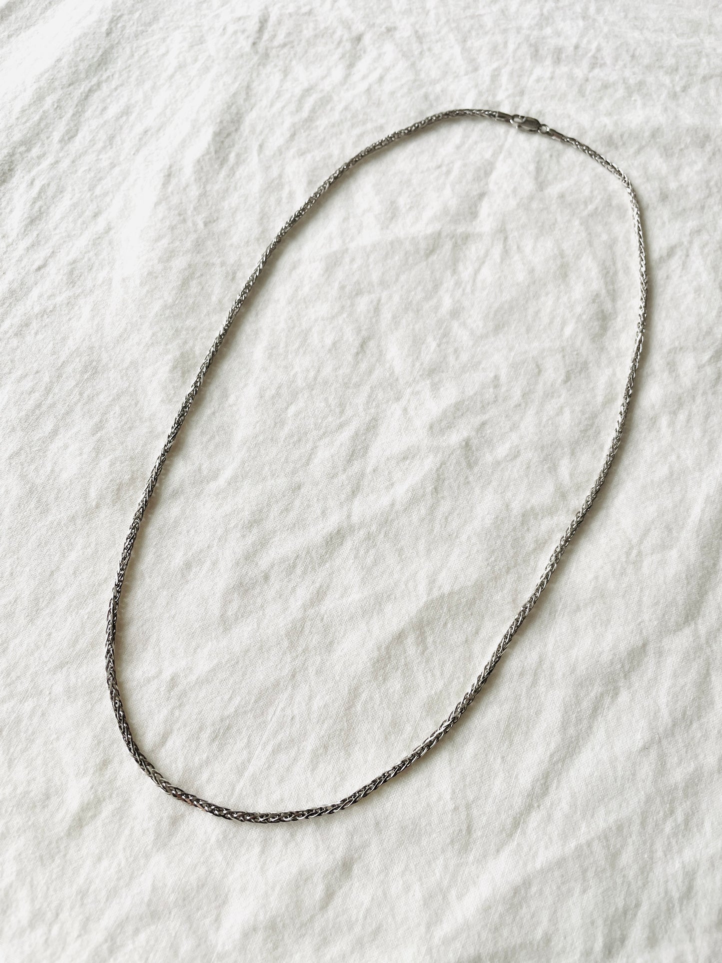 925 Sterling Silver Spiga Chain Necklace, Minimalist Everyday Layering Jewelry