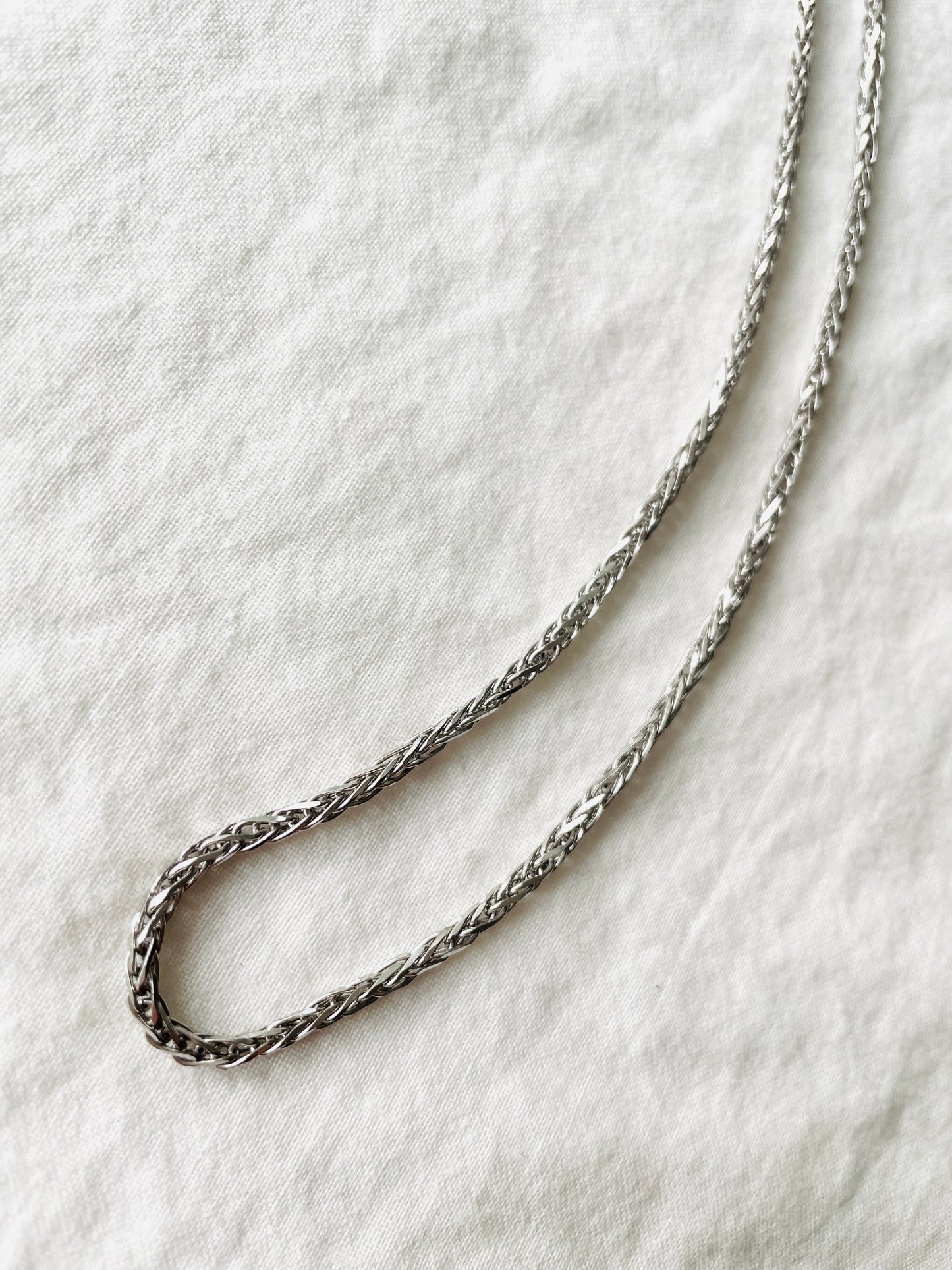 925 Sterling Silver Spiga Chain Necklace, Minimalist Everyday Layering Jewelry