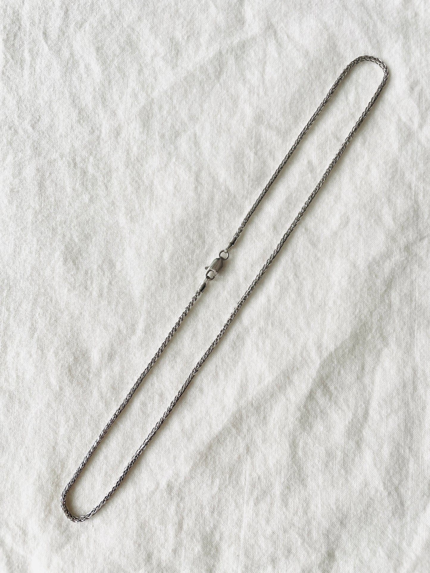 925 Sterling Silver Spiga Chain Necklace, Minimalist Everyday Layering Jewelry
