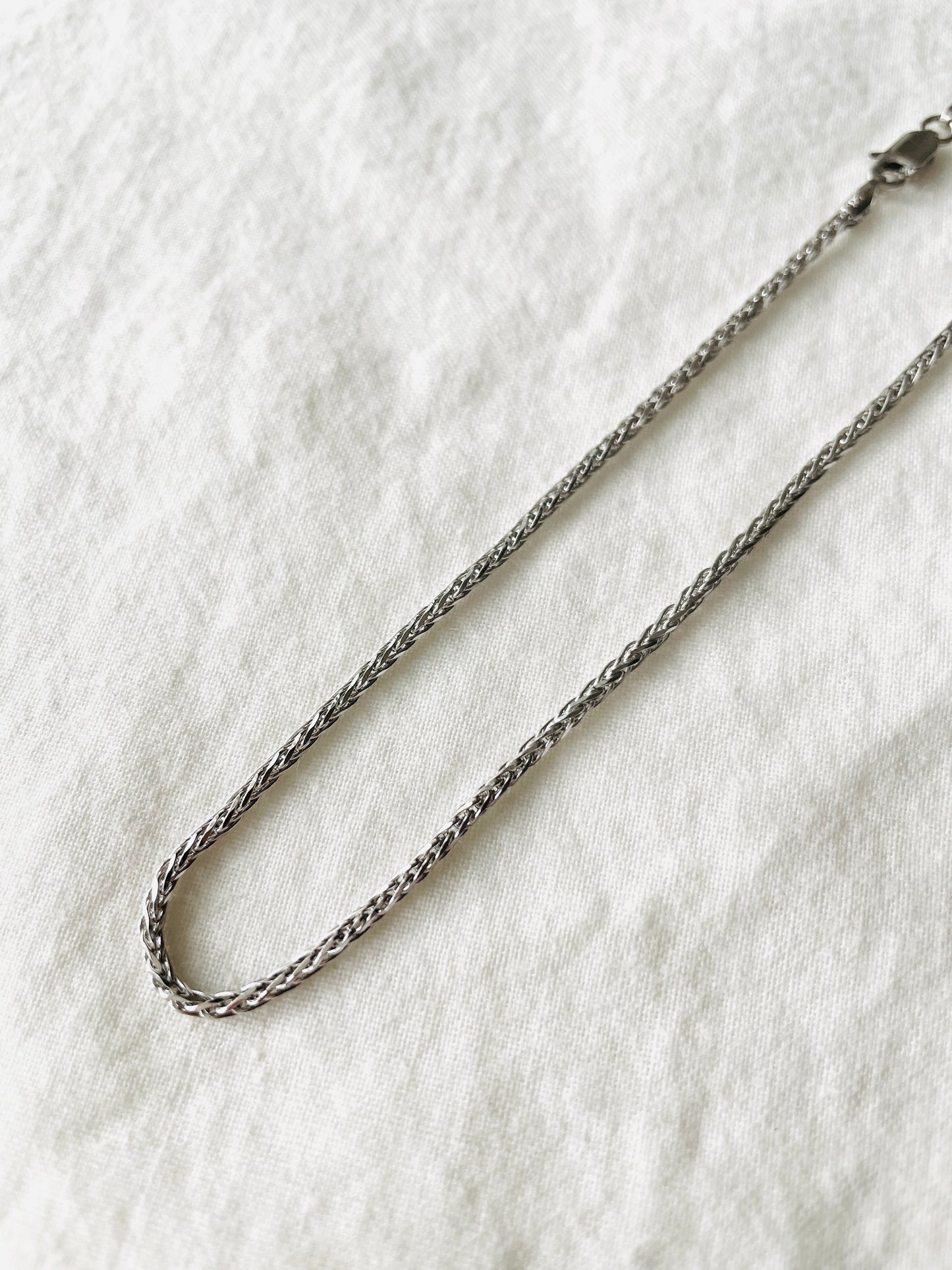 925 Sterling Silver Spiga Chain Necklace, Minimalist Everyday Layering Jewelry