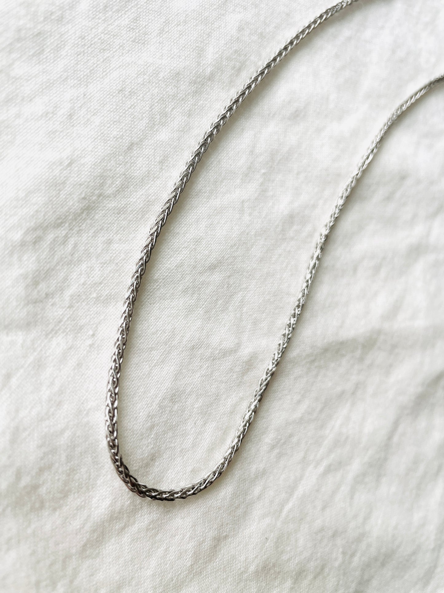 925 Sterling Silver Spiga Chain Necklace, Minimalist Everyday Layering Jewelry