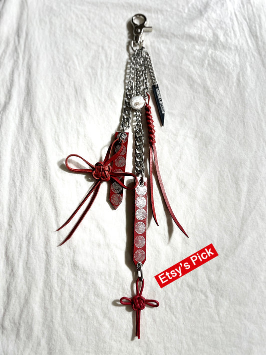 Korean Punk Pants chain Daenggi-2, Handcrafted Norigae knot Keychain, limited edition by artisans ー MEKERA STUDIOS