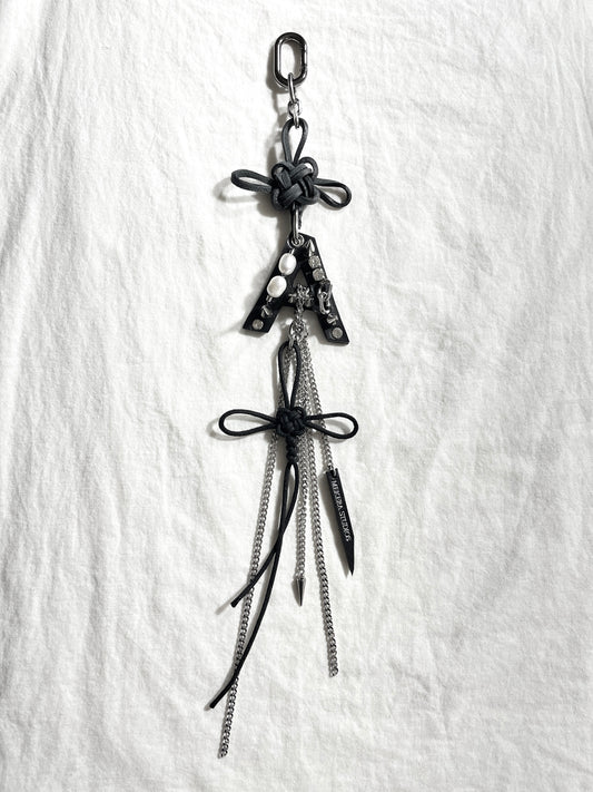 Korean Punk Norigae Keychain, ARIRANG Initial “A” Handcrafted Leather knot limited edition by artisans ー MEKERA STUDIOS
