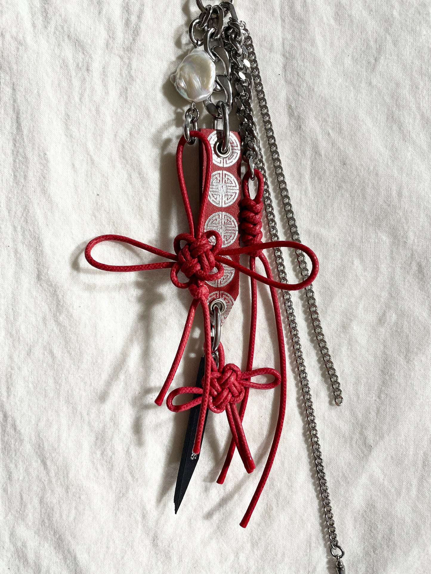 Korean Punk Keychain Daenggi-4, Handcrafted Norigae knot Pants chain, limited edition by artisans