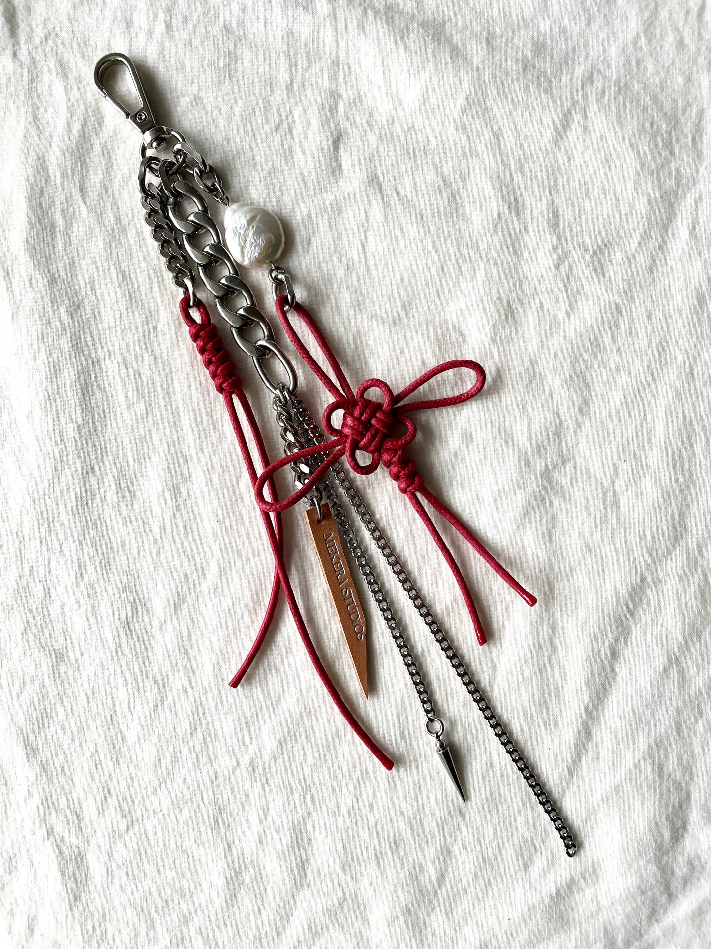 Korean Punk NORIGAE-4/R Keychain, Handcrafted Leather knot, limited edition by artisans
