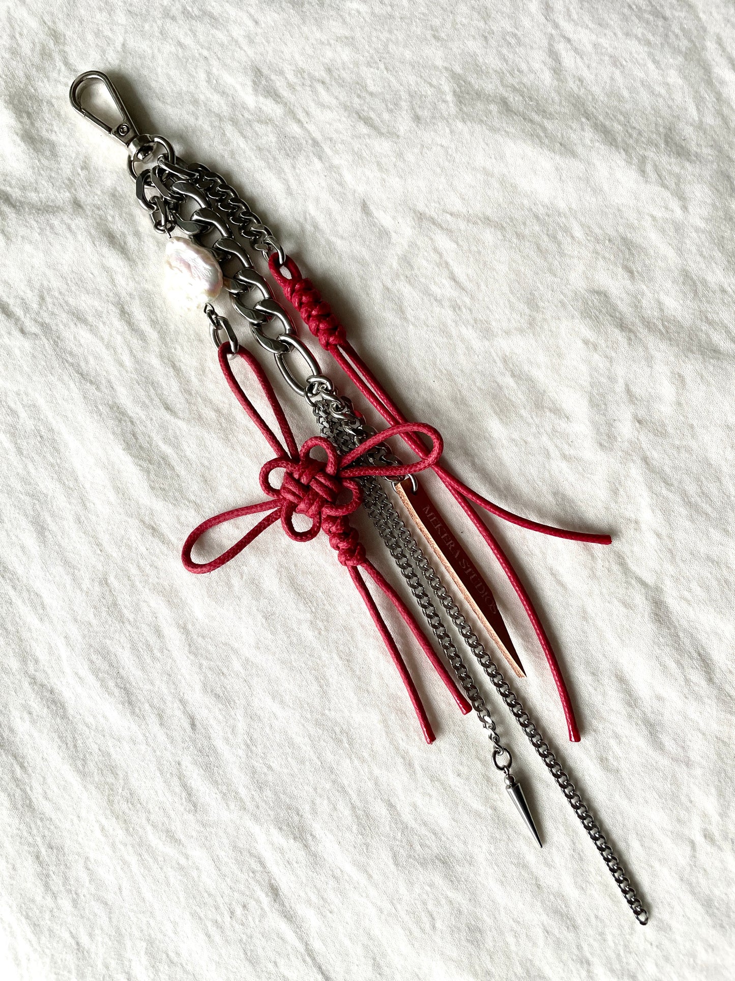 Korean Punk NORIGAE-4/R Keychain, Handcrafted Leather knot, limited edition by artisans
