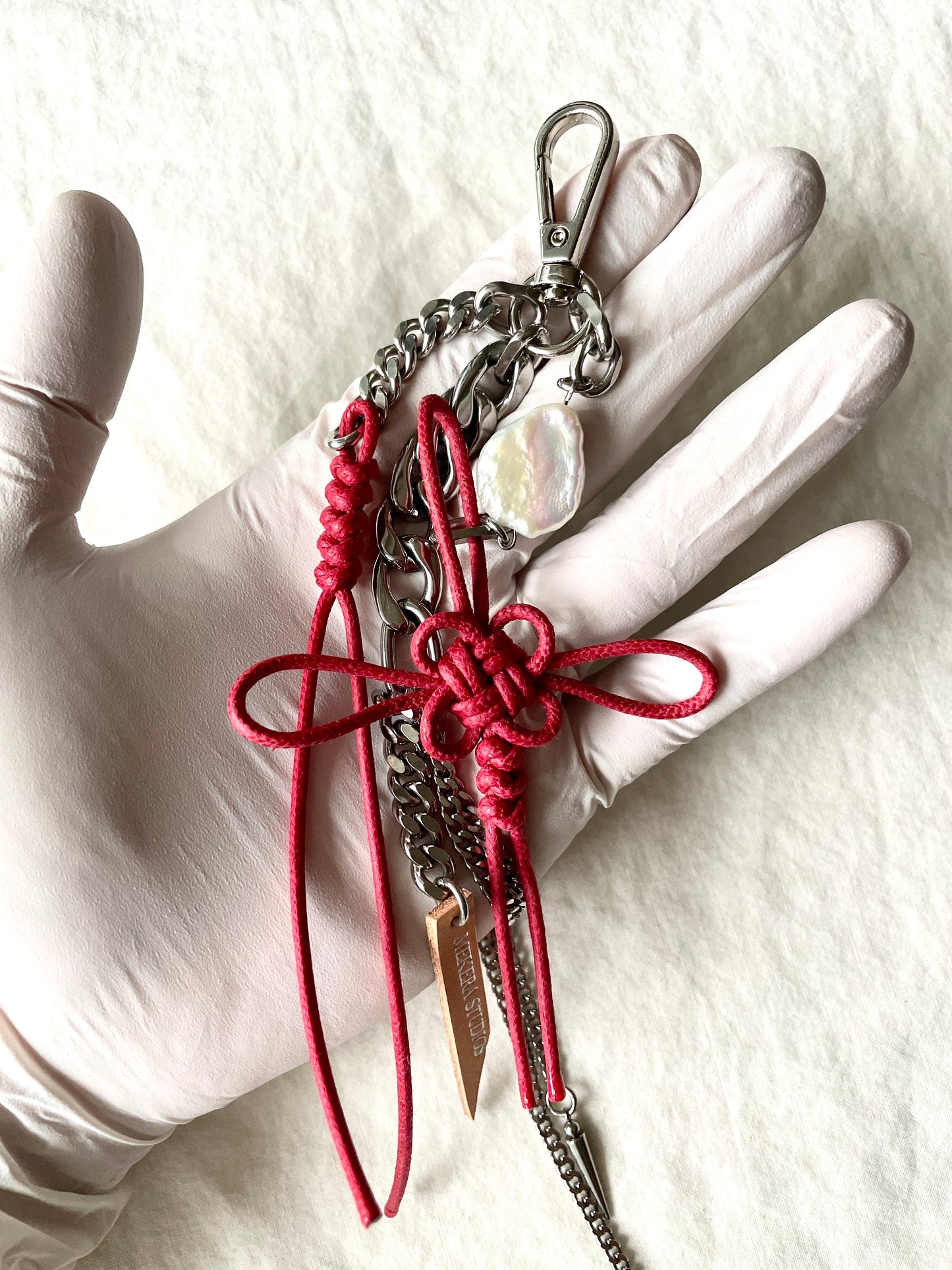 Korean Punk NORIGAE-4/R Keychain, Handcrafted Leather knot, limited edition by artisans