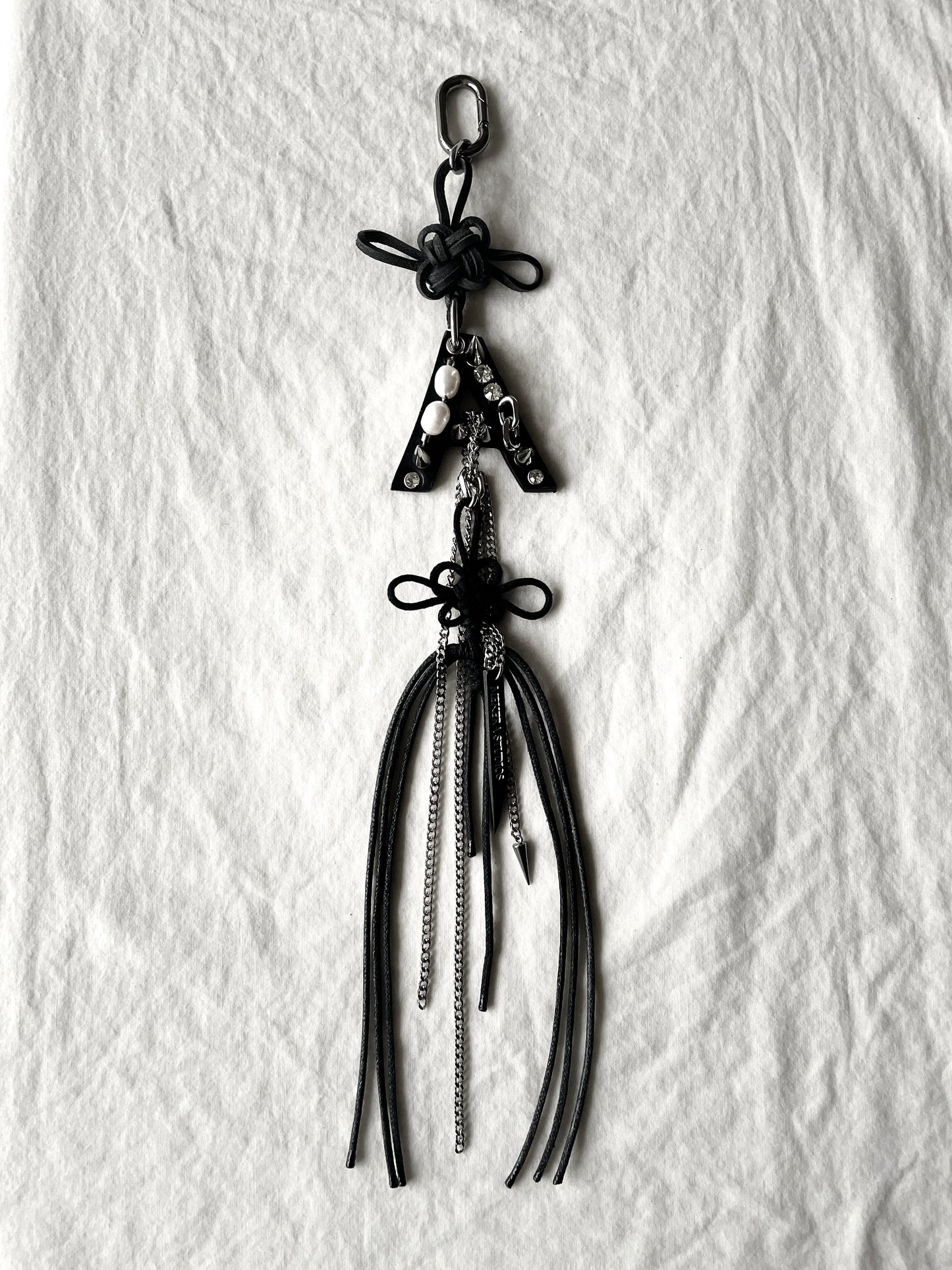 Korean Punk Norigae Keychain, Initial "A" Handcrafted Leather knot limited edition by artisans ー MEKERA STUDIOS