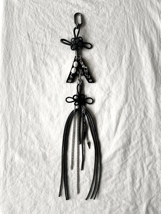 Korean Punk Norigae Keychain, Initial "A" Handcrafted Leather knot limited edition by artisans ー MEKERA STUDIOS