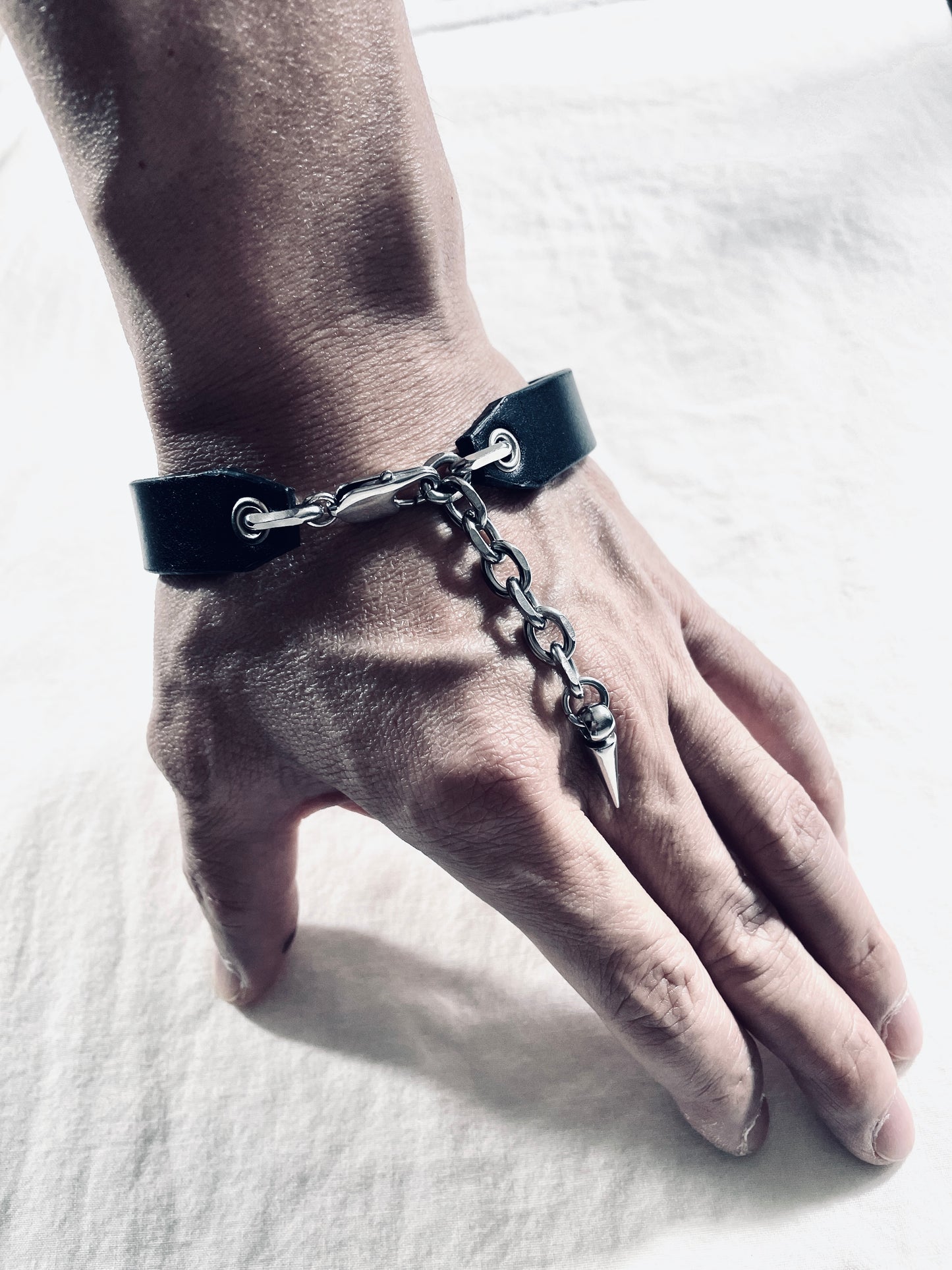 Spike Anklet Handcrafted Italian Leather Bracelet M-11 Limited Edition Handcrafted