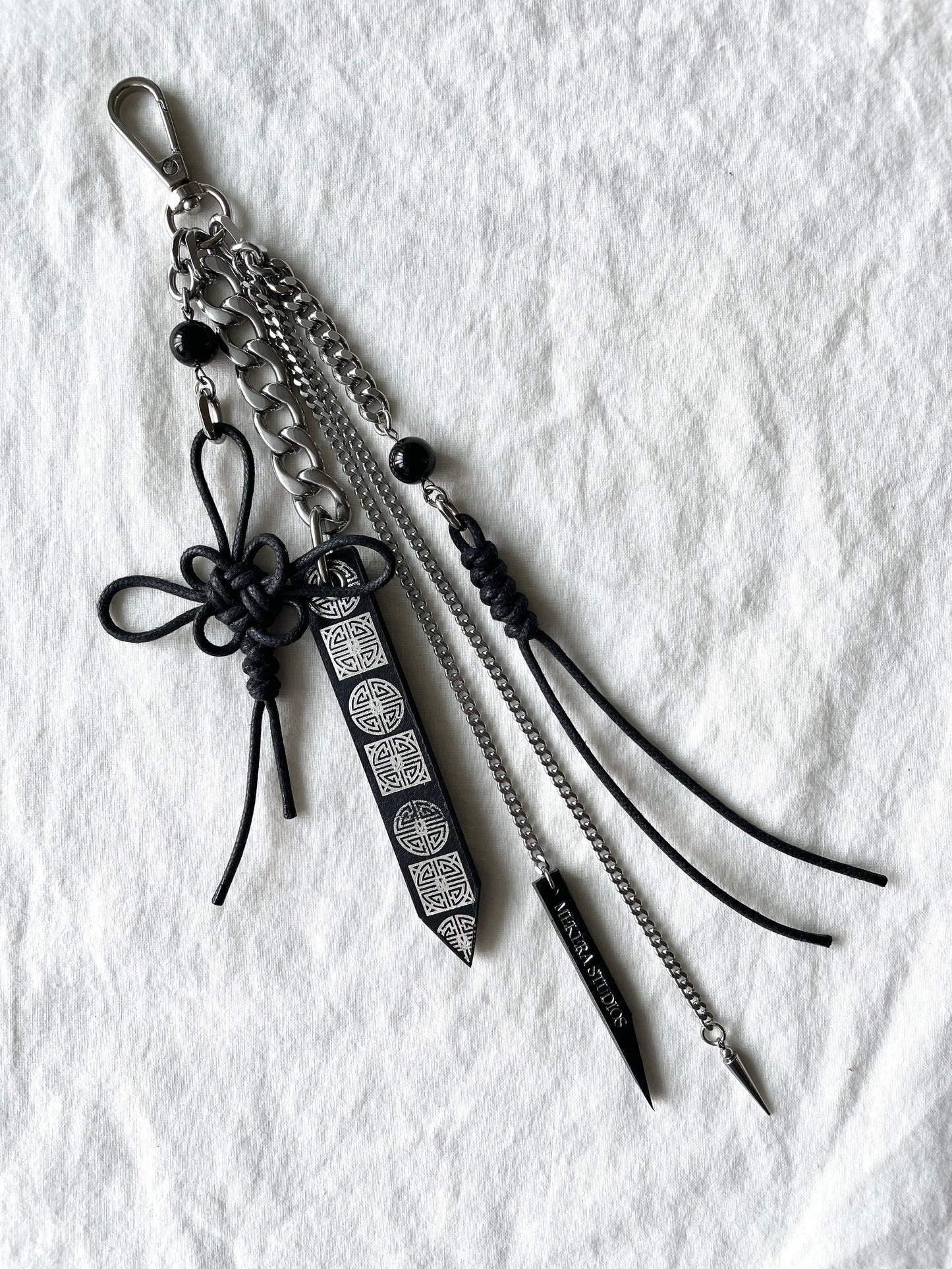 Korean Punk Keychain NORIGAE-5-BLACK, Handcrafted Norigae knot Pants chain, limited edition by artisans