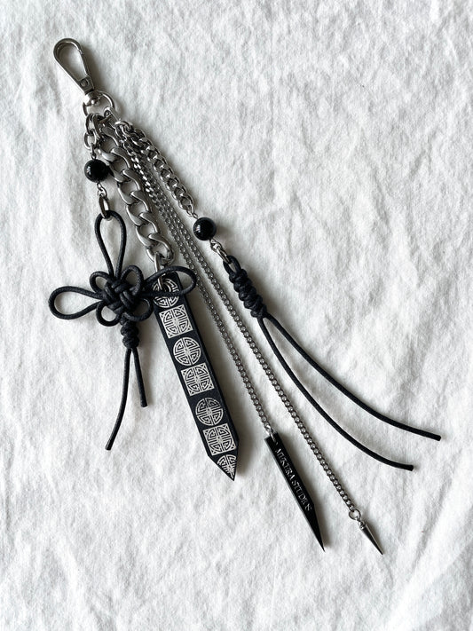 Korean Punk Keychain NORIGAE-5-BLACK, Handcrafted Norigae knot Pants chain, limited edition by artisans