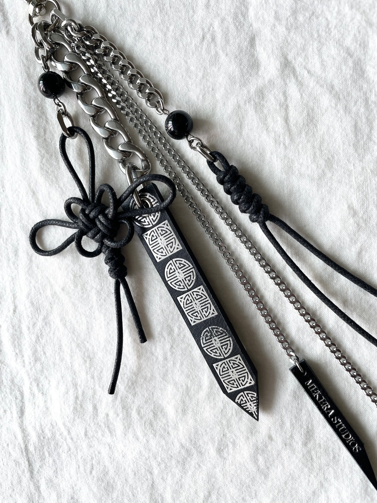 Korean Punk Keychain NORIGAE-5-BLACK, Handcrafted Norigae knot Pants chain, limited edition by artisans