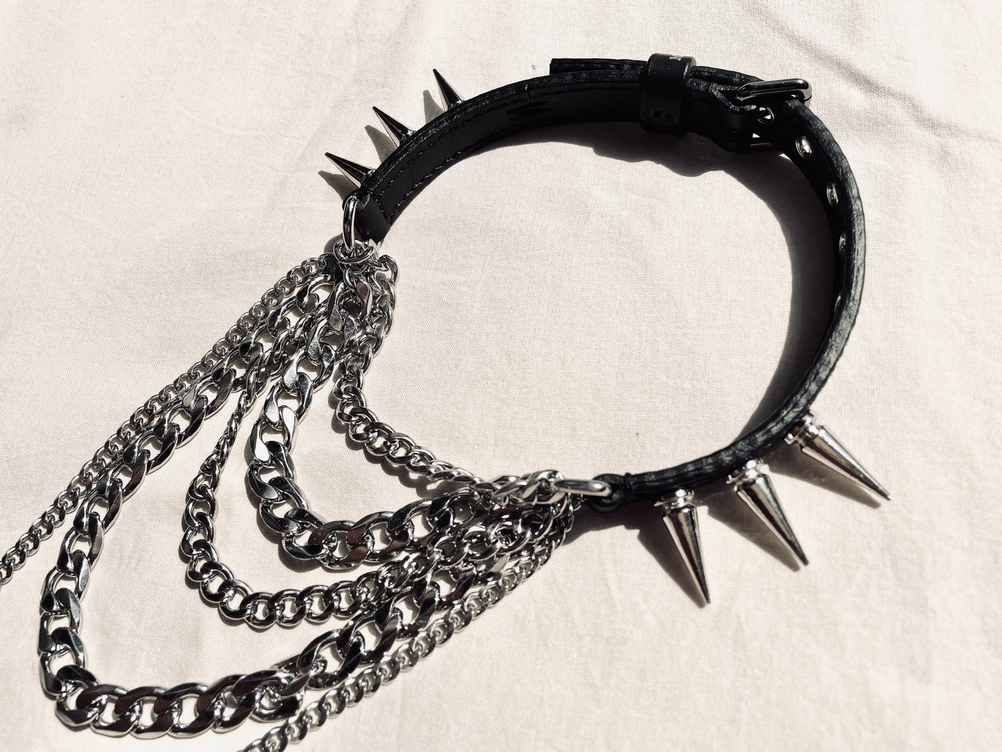 MXS1-SPIKES Limited Edition Handcrafted Leather Choker Necklace Chain For women For men - MEKERA STUDIOS