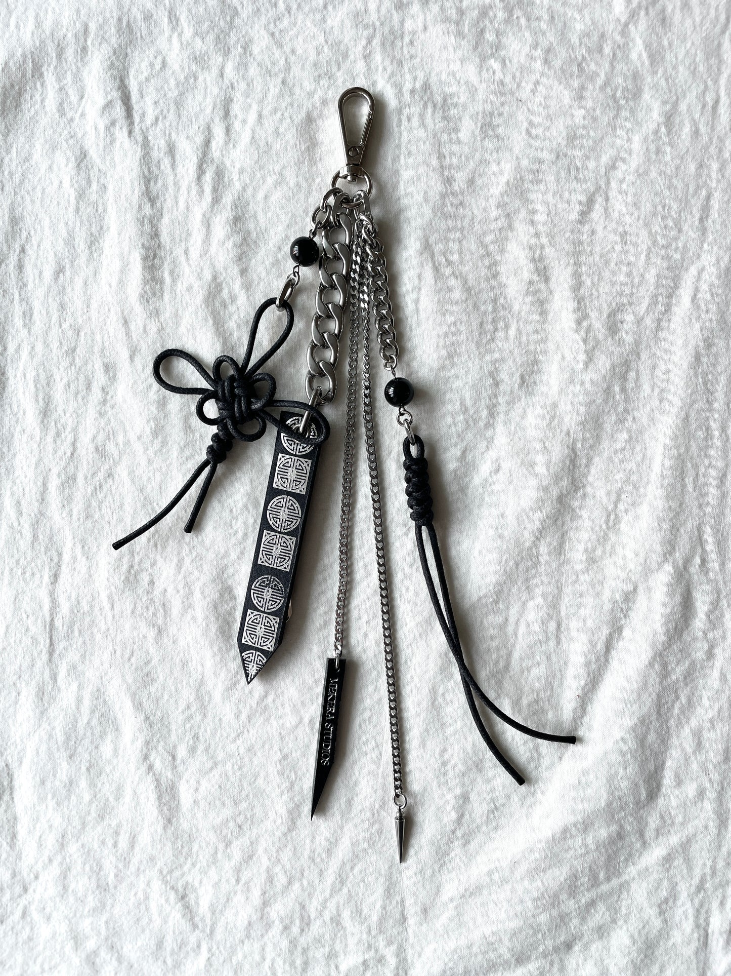 Korean Punk Keychain NORIGAE-5-BLACK, Handcrafted Norigae knot Pants chain, limited edition by artisans