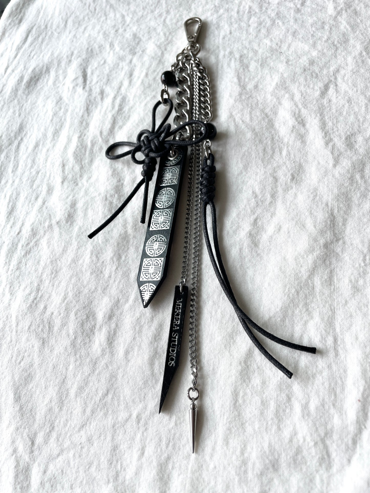 Korean Punk Keychain NORIGAE-5-BLACK, Handcrafted Norigae knot Pants chain, limited edition by artisans