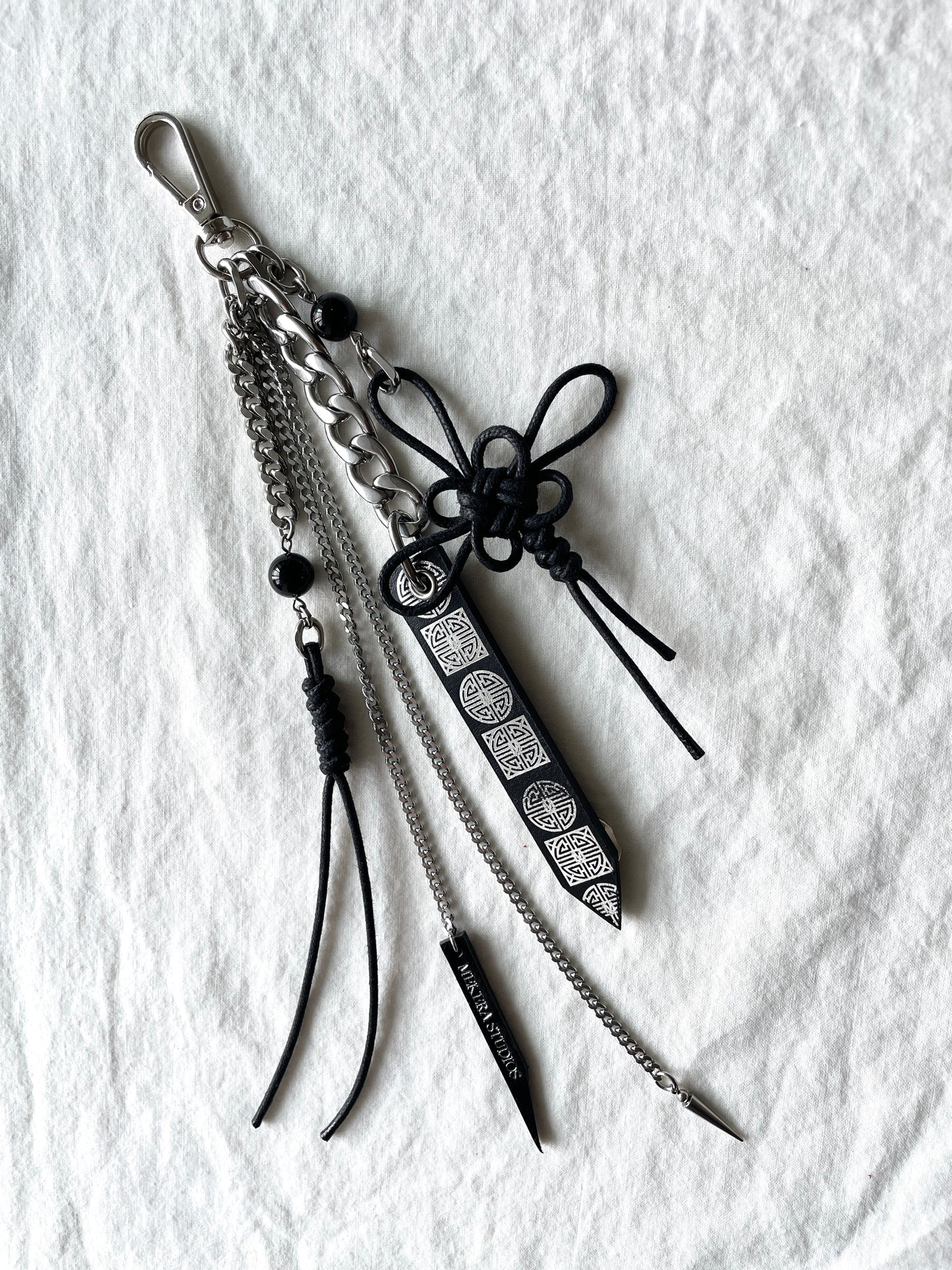 Korean Punk Keychain NORIGAE-5-BLACK, Handcrafted Norigae knot Pants chain, limited edition by artisans