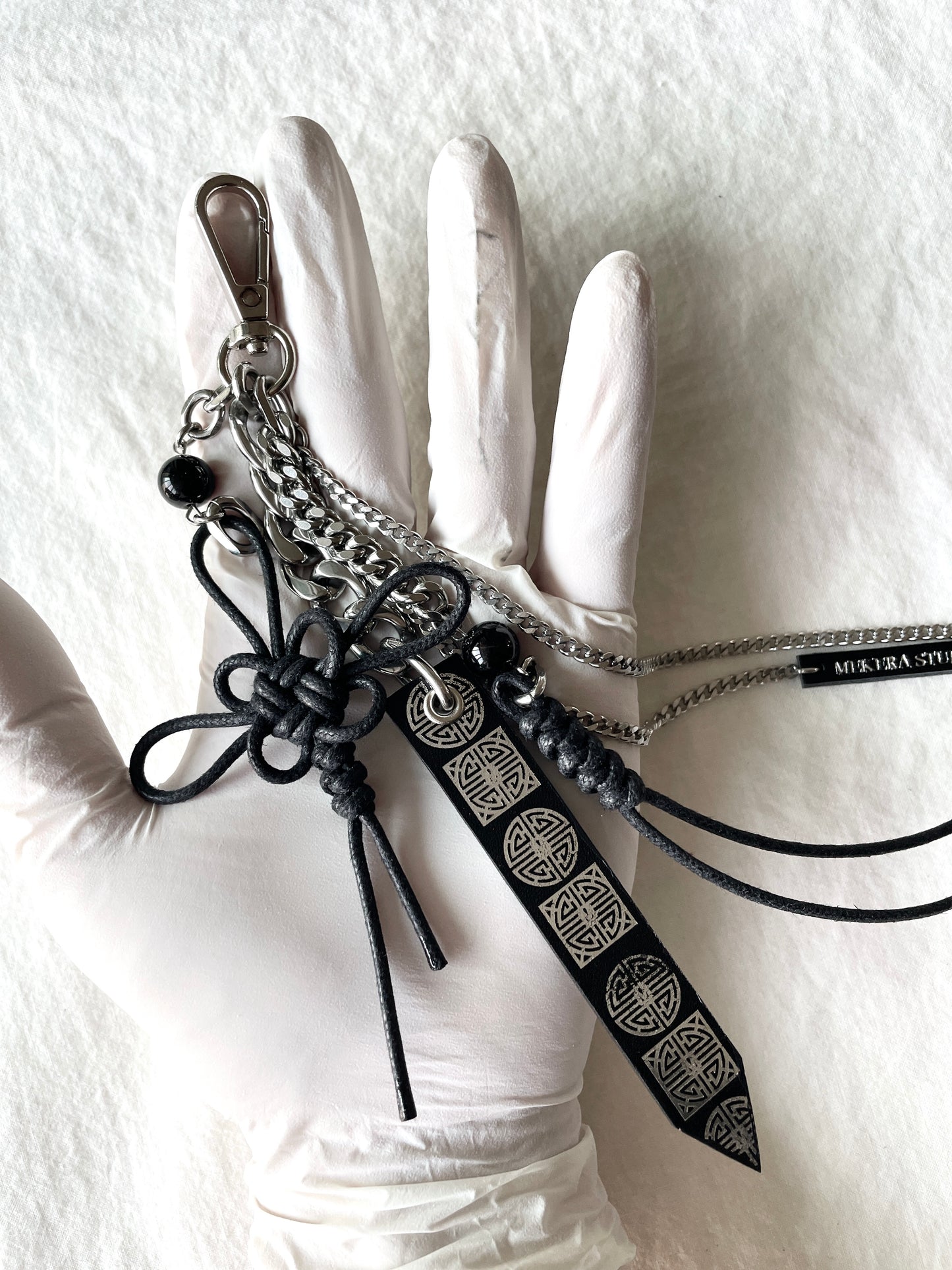 Korean Punk Keychain NORIGAE-5-BLACK, Handcrafted Norigae knot Pants chain, limited edition by artisans
