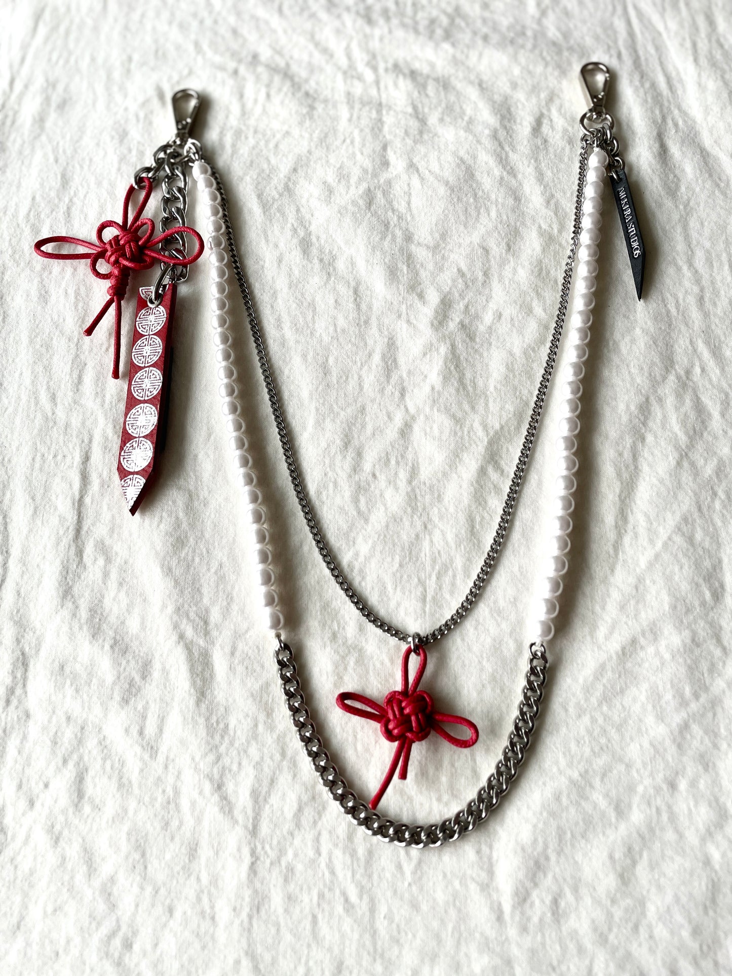Korean Punk Pants Chain NORIGAE-6-RED, Handcrafted Norigae knot Keychain, limited edition by artisans