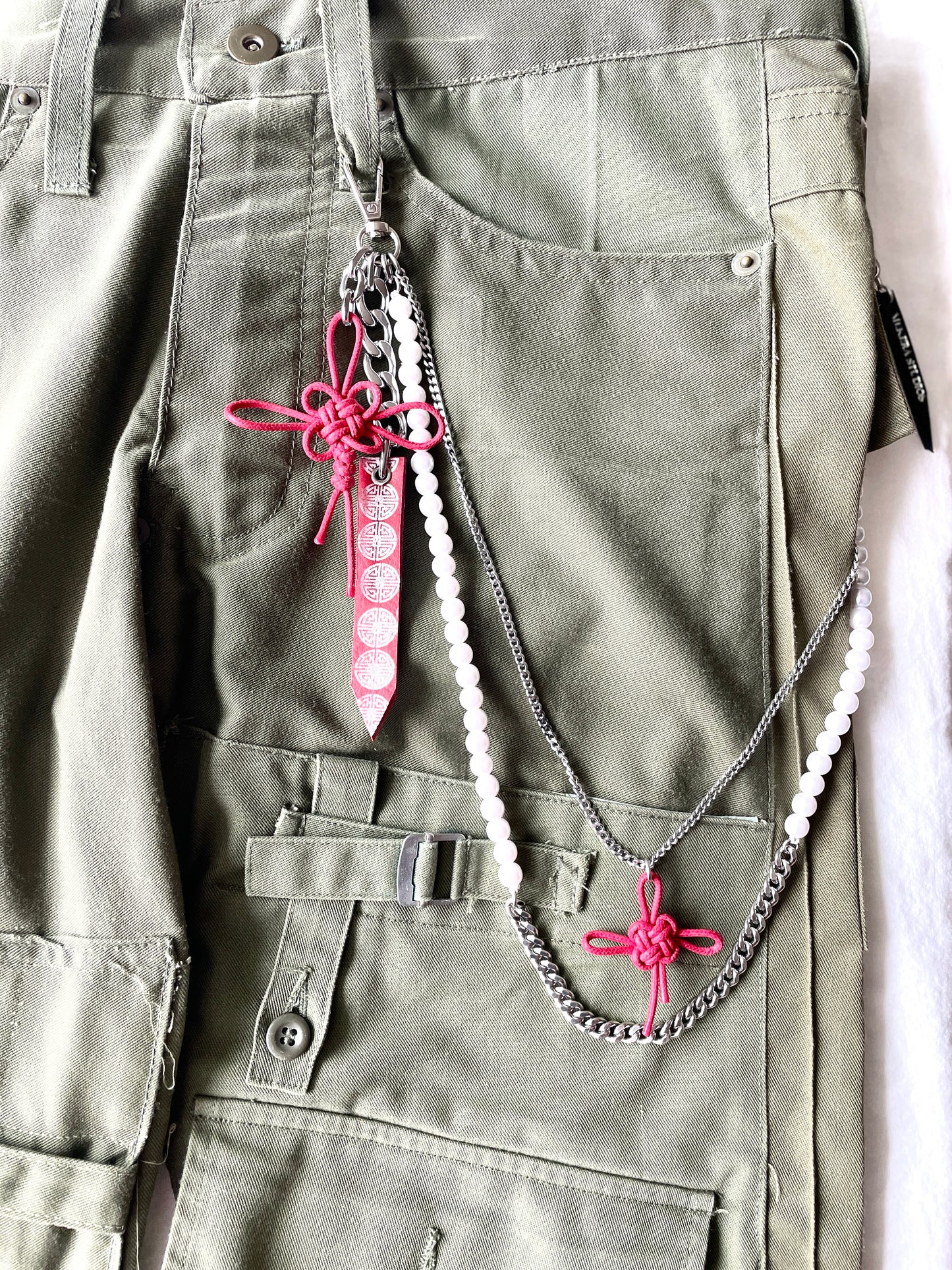 Korean Punk Pants Chain NORIGAE-6-RED, Handcrafted Norigae knot Keychain, limited edition by artisans