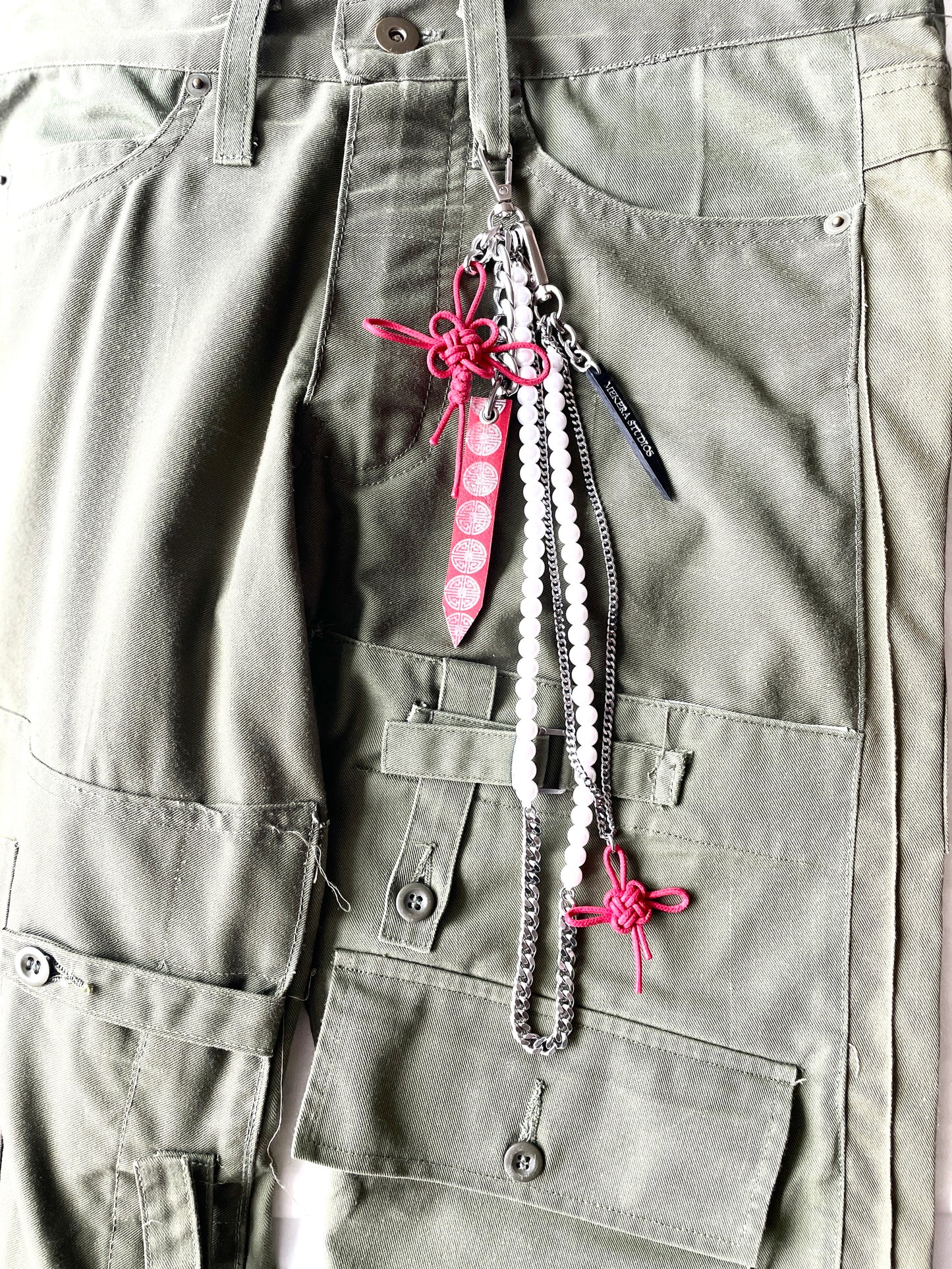 Korean Punk Pants Chain NORIGAE-6-RED, Handcrafted Norigae knot Keychain, limited edition by artisans