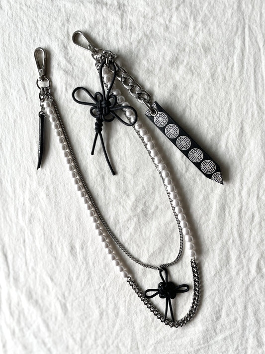 Korean Punk Pants Chain NORIGAE-6-BLACK, Handcrafted Norigae knot Keychain, limited edition by artisans