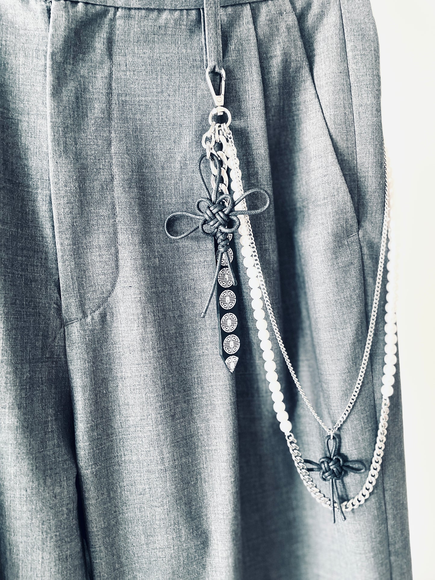 Korean Punk Pants Chain NORIGAE-6-BLACK, Handcrafted Norigae knot Keychain, limited edition by artisans