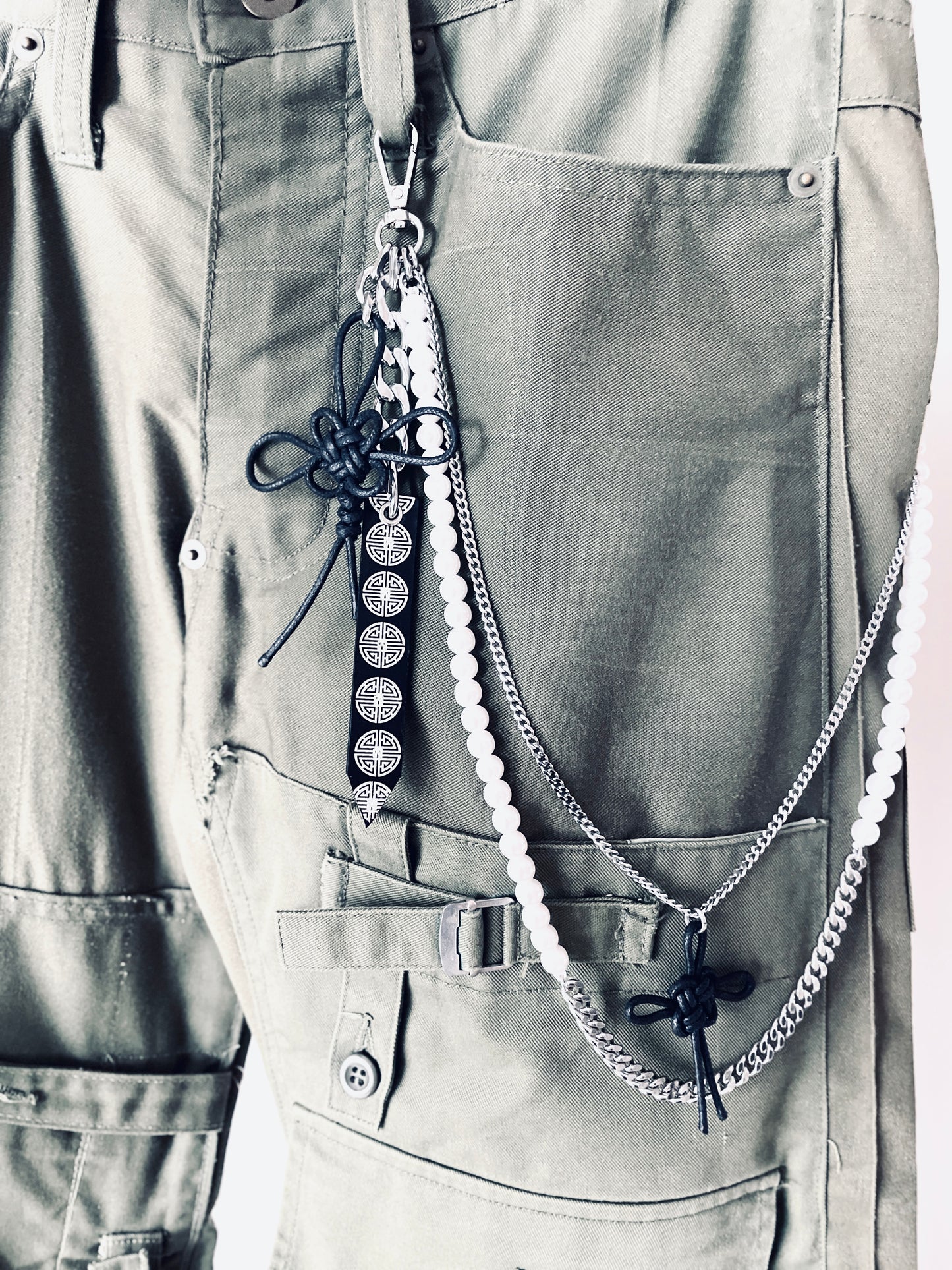 Korean Punk Pants Chain NORIGAE-6-BLACK, Handcrafted Norigae knot Keychain, limited edition by artisans