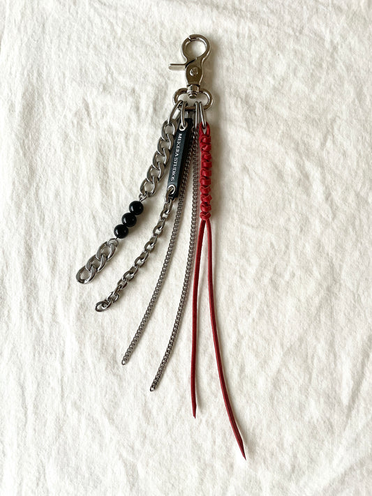Korean Punk Keychain N-7-RED, Handcrafted Norigae knot Pants chain, limited edition by artisans
