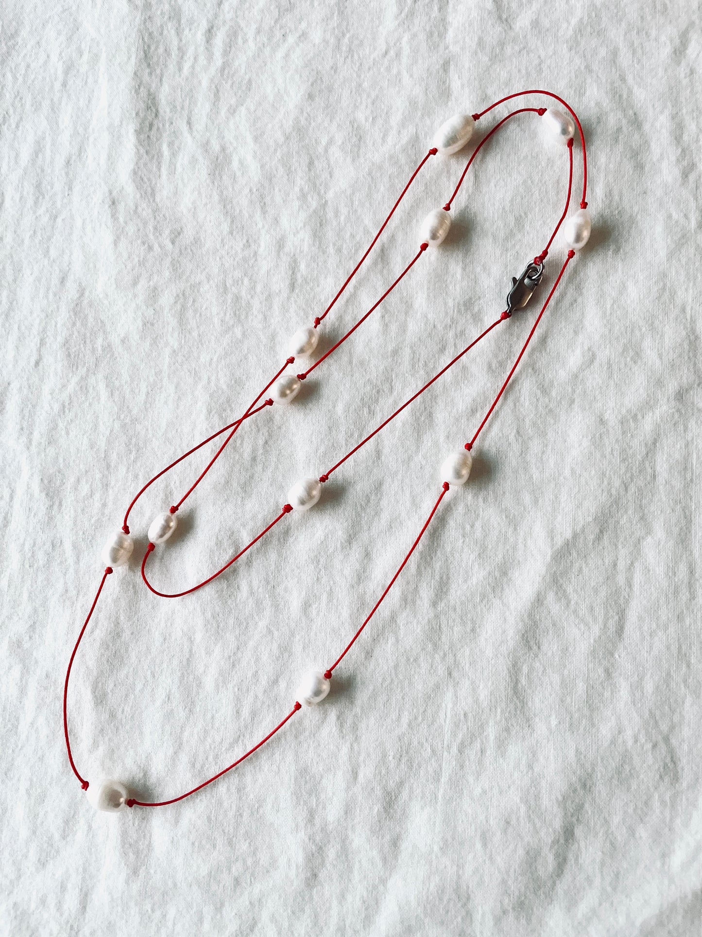 Handcrafted Korean Norigae Knot Pearl Necklace, limited edition by artisans