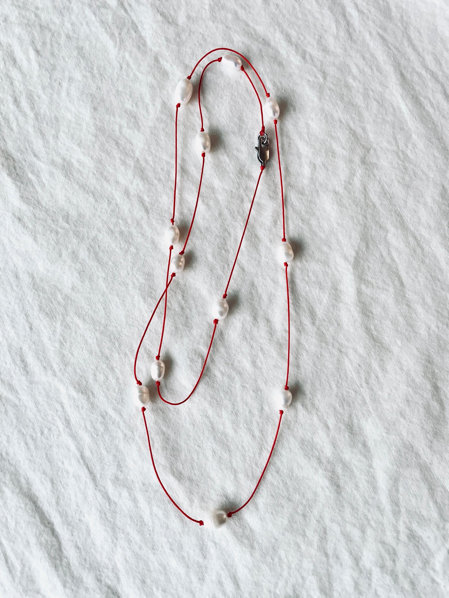 Handcrafted Korean Norigae Knot Pearl Necklace, limited edition by artisans