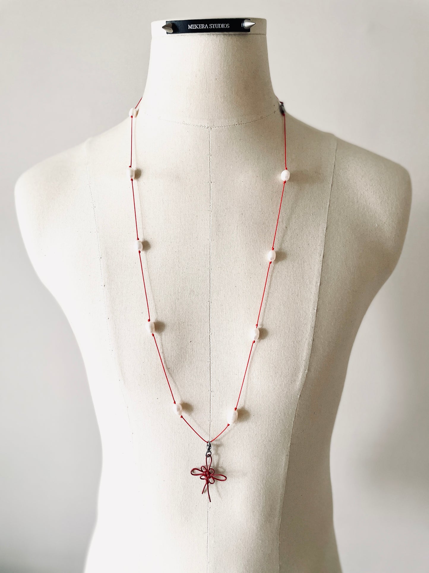 Handcrafted Korean Norigae Knot Pearl Necklace, limited edition by artisans